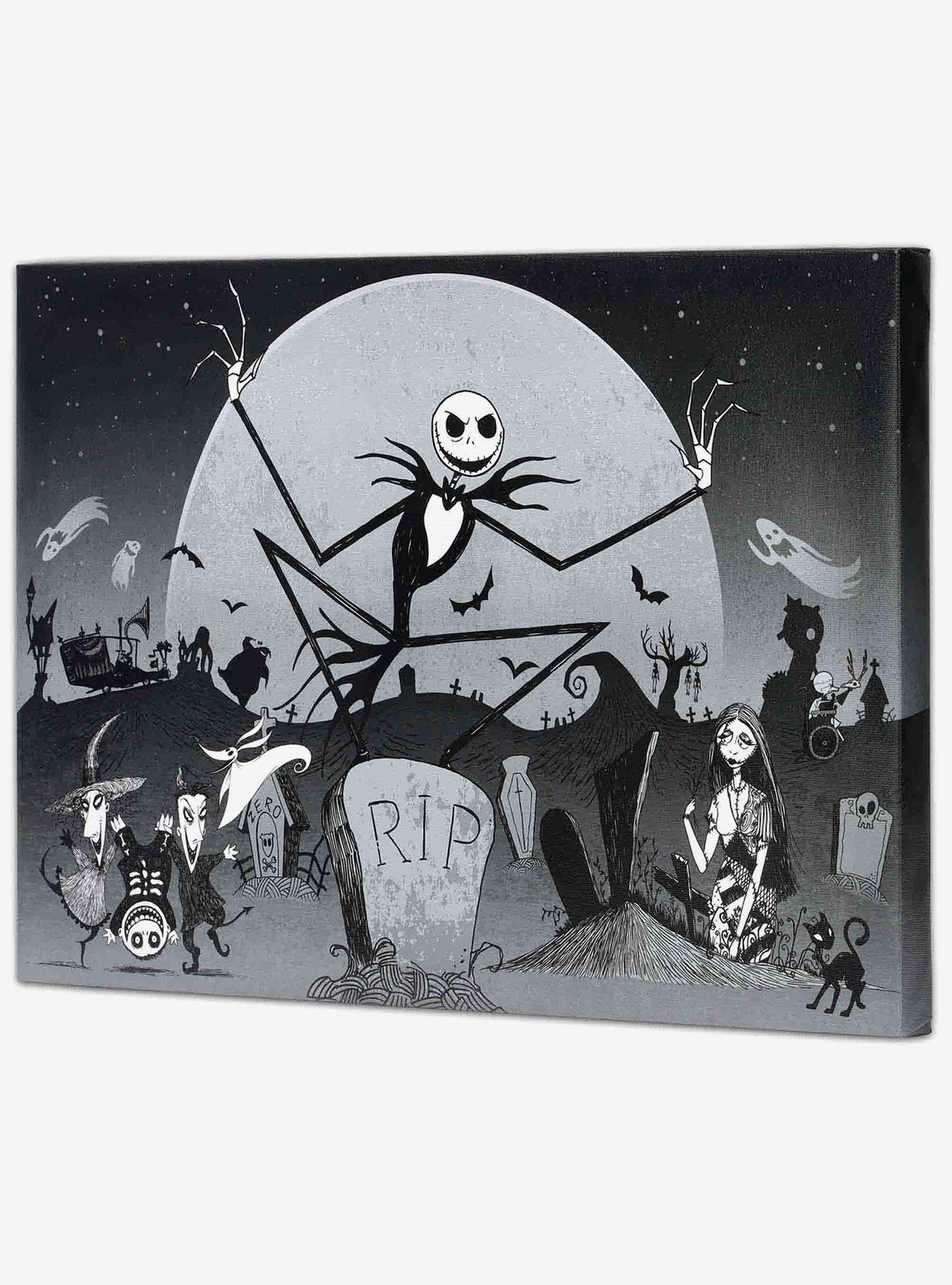 Disney The Nightmare Before Christmas Graveyard Group Black & White Canvas Wall Art Decor, , hi-res