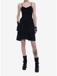 Black Strappy Tiered Dress, BLACK, alternate