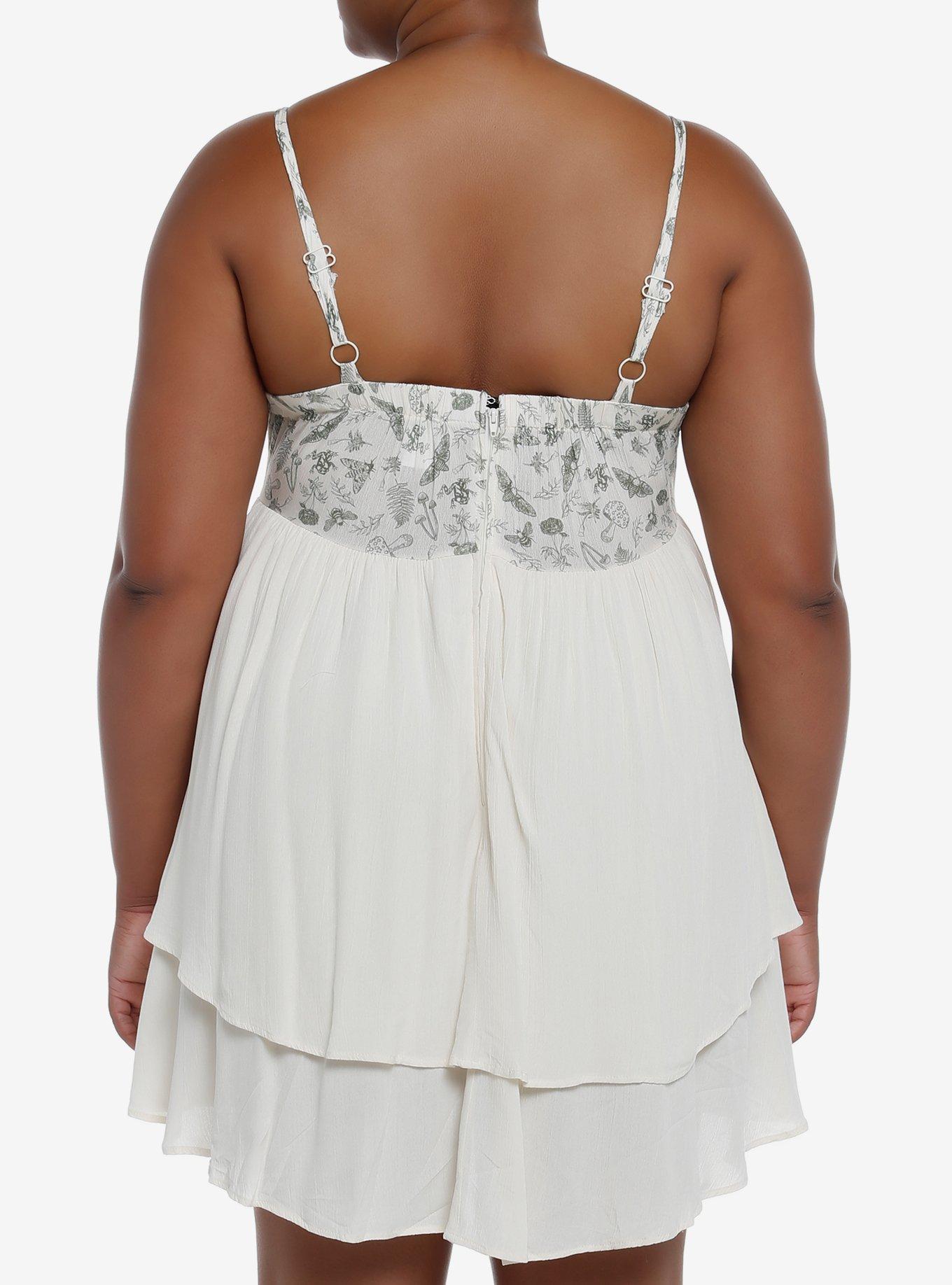 Cottagecore Ivory Strappy Tiered Dress Plus Size, MULTI, alternate