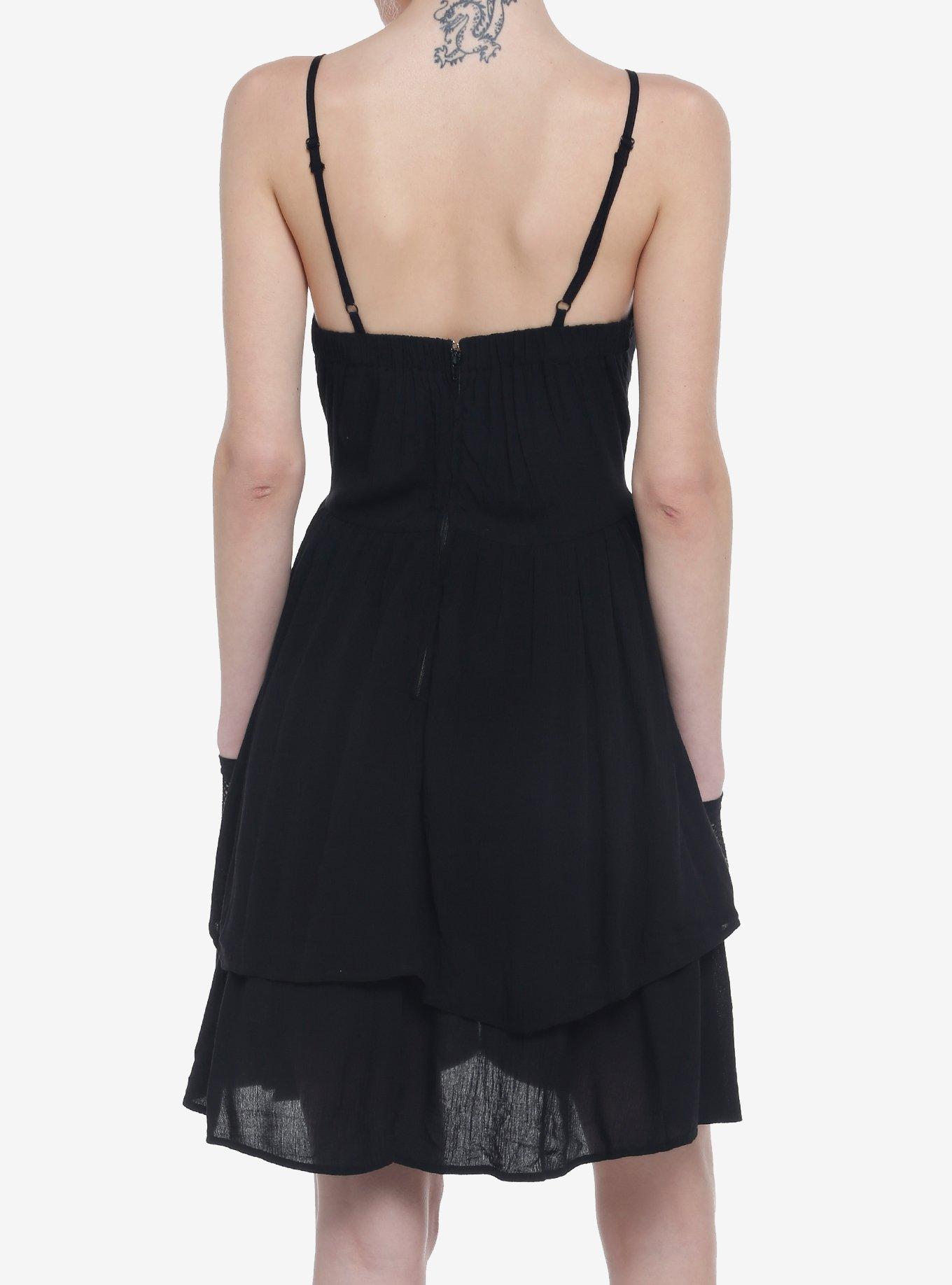 Black Strappy Tiered Dress, MULTI, alternate