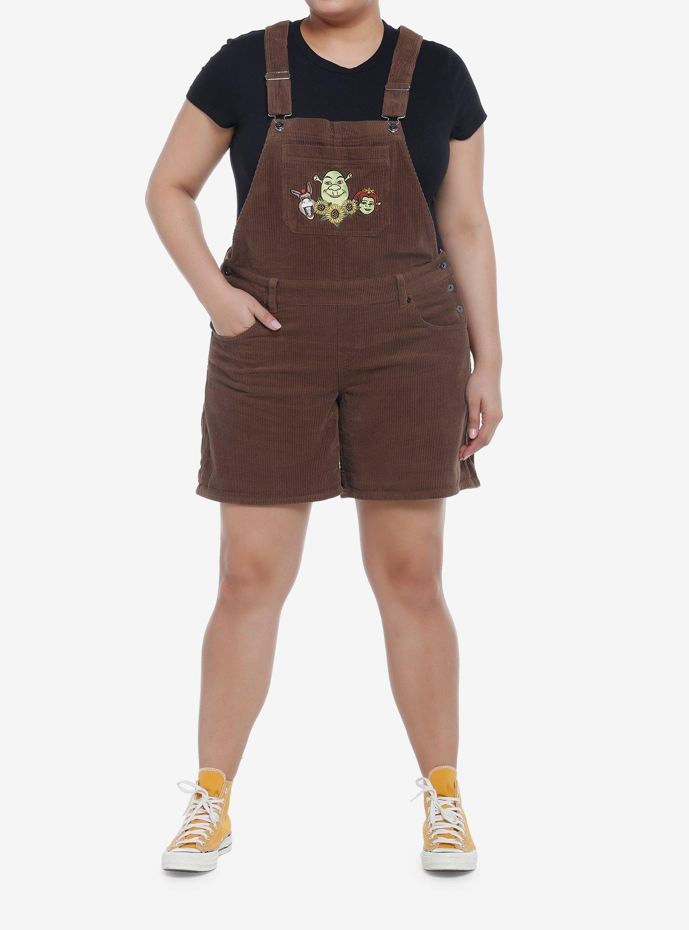 Shrek Embroidered Corduroy Shortalls Plus Size, MULTI, alternate
