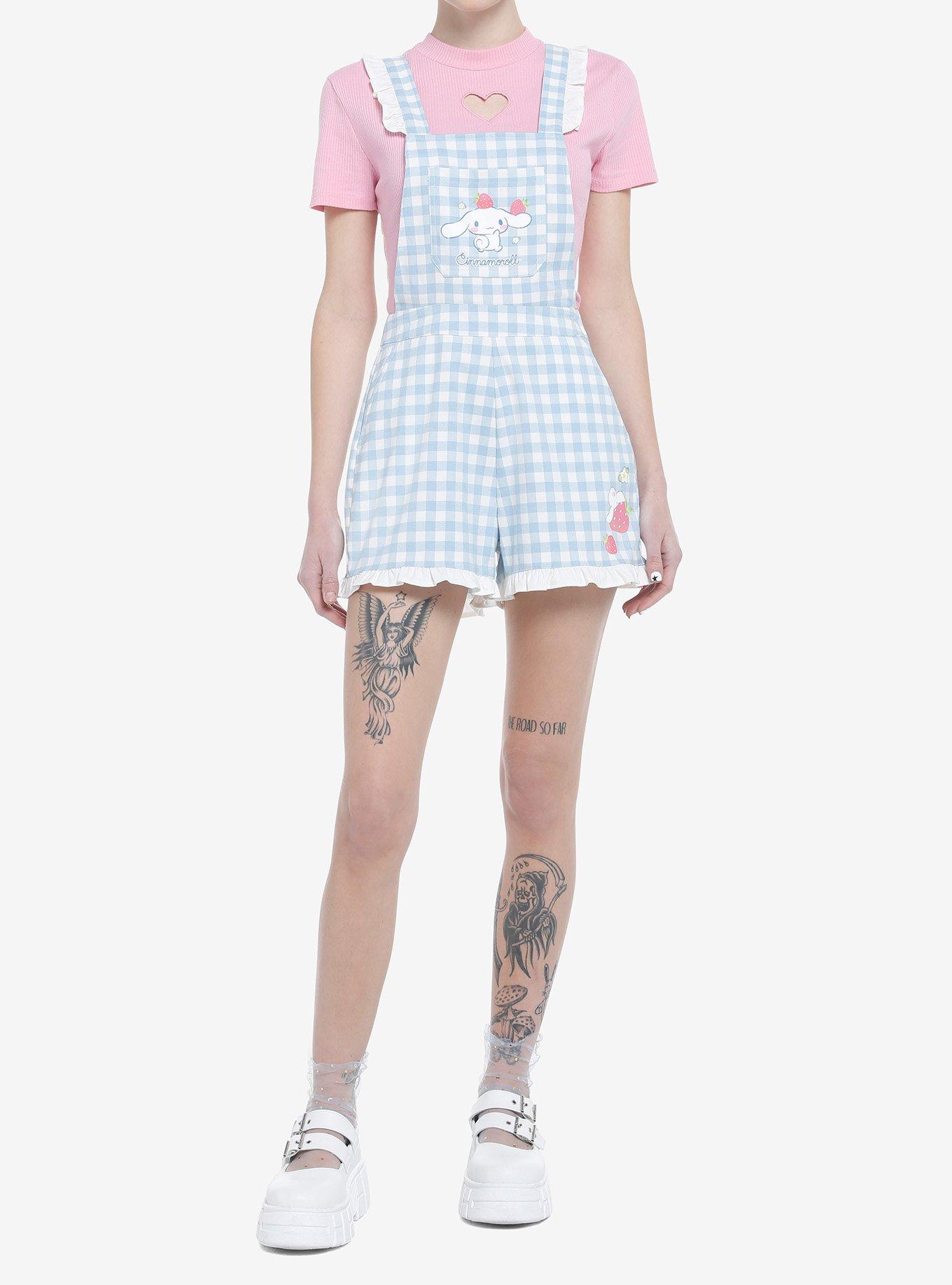 Cinnamoroll Gingham Ruffle Shortalls, MULTI, alternate
