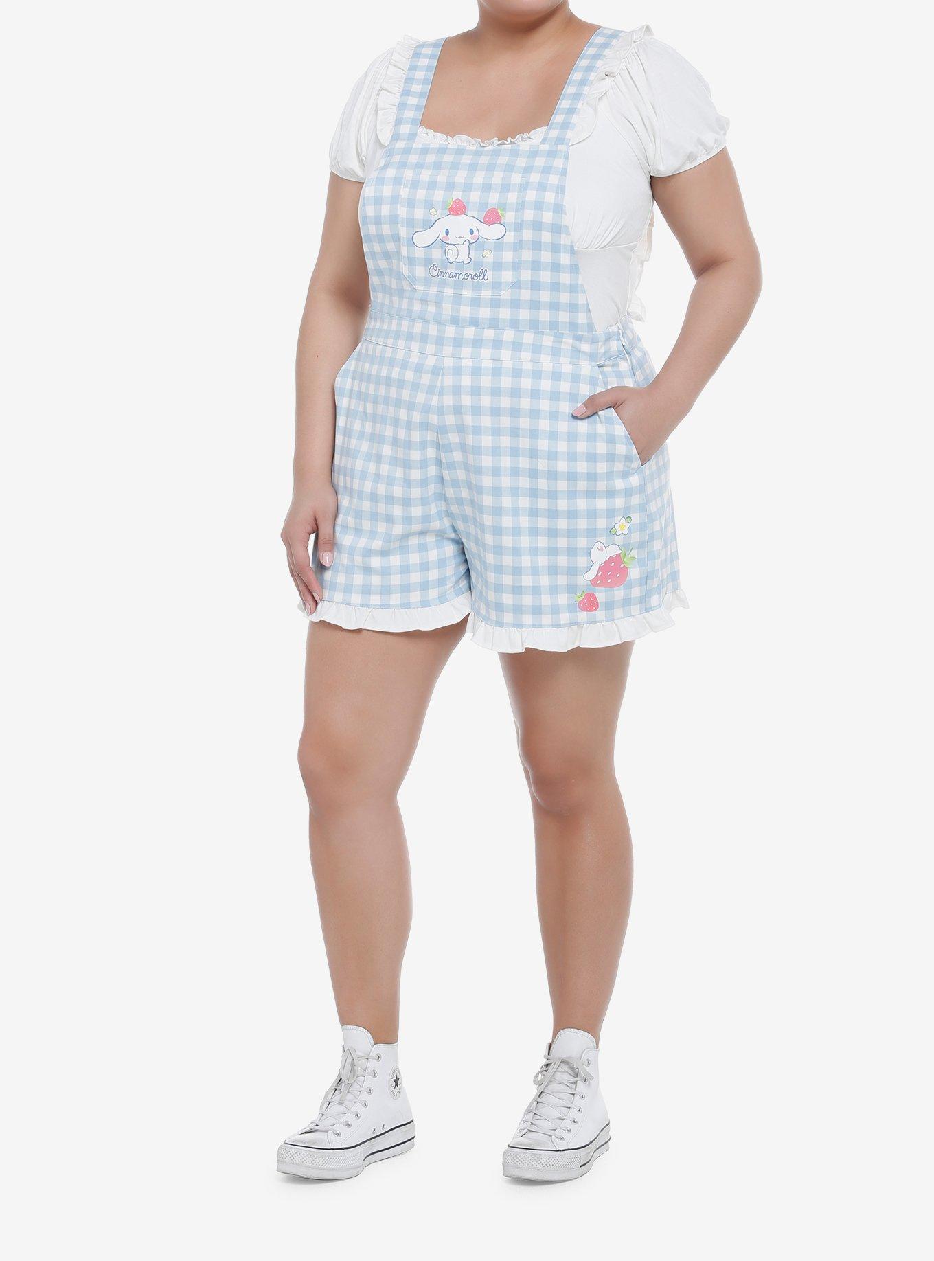 Cinnamoroll Gingham Ruffle Shortalls Plus Size, MULTI, alternate