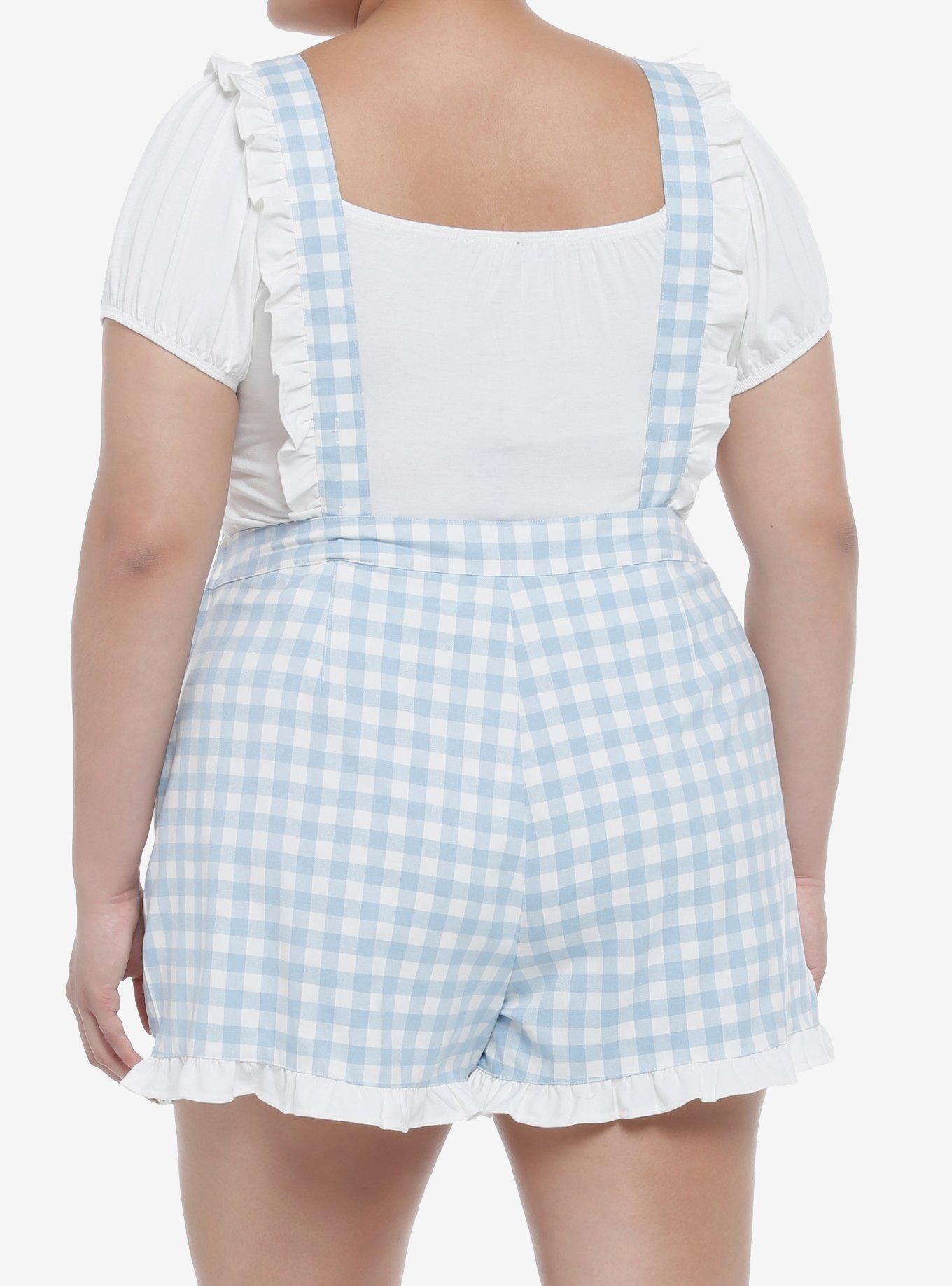 Cinnamoroll Gingham Ruffle Shortalls Plus Size, MULTI, alternate