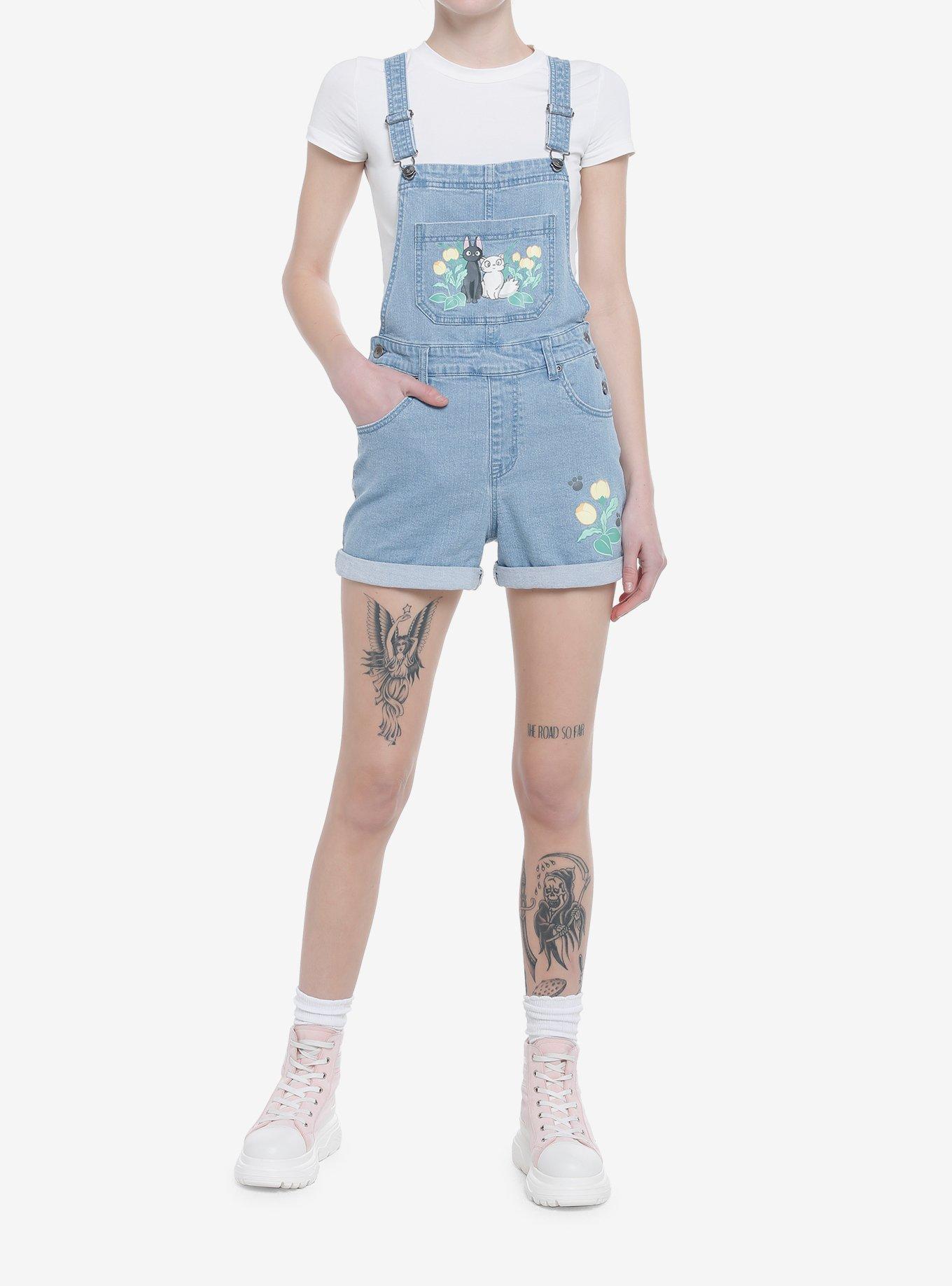 Studio Ghibli Kiki's Delivery Service Jiji & Lily Flower Shortalls, MULTI, alternate