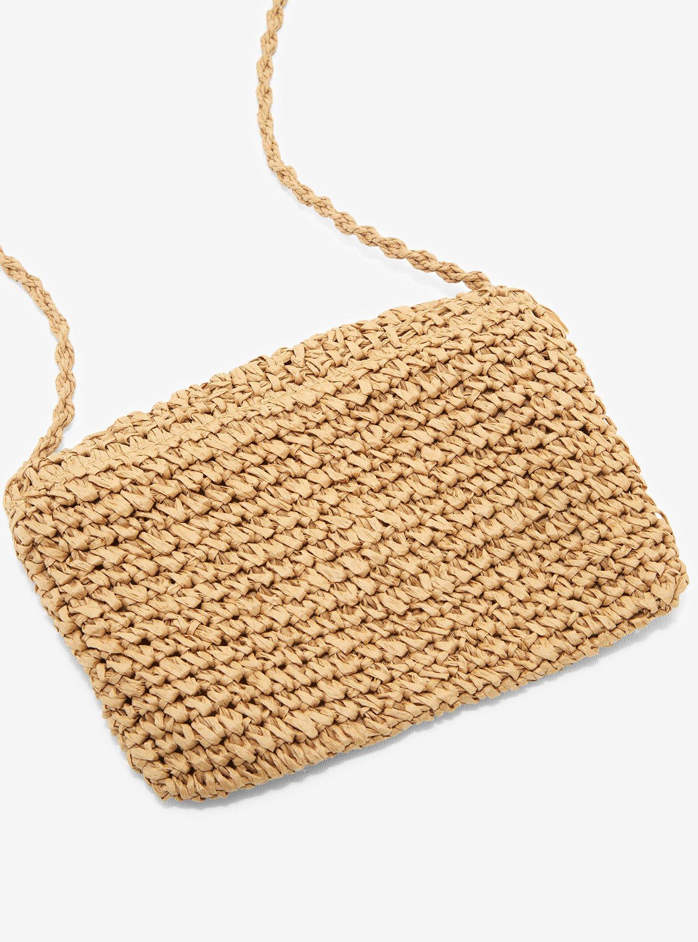 Woven Straw Fringe Crossbody Bag, , alternate