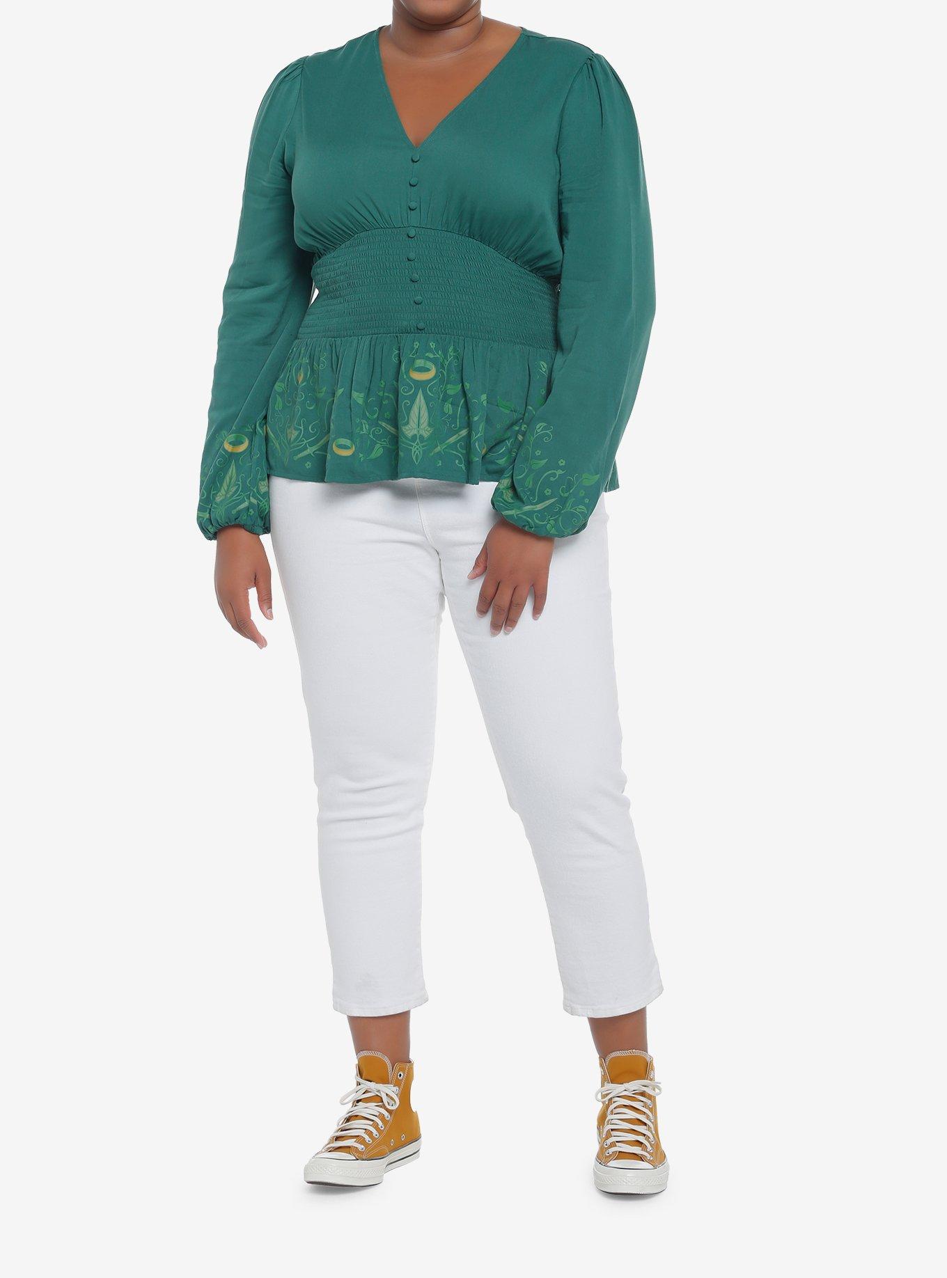 Her Universe The Lord Of The Rings Leaf & Ring Long-Sleeve Top Plus Size, , hi-res