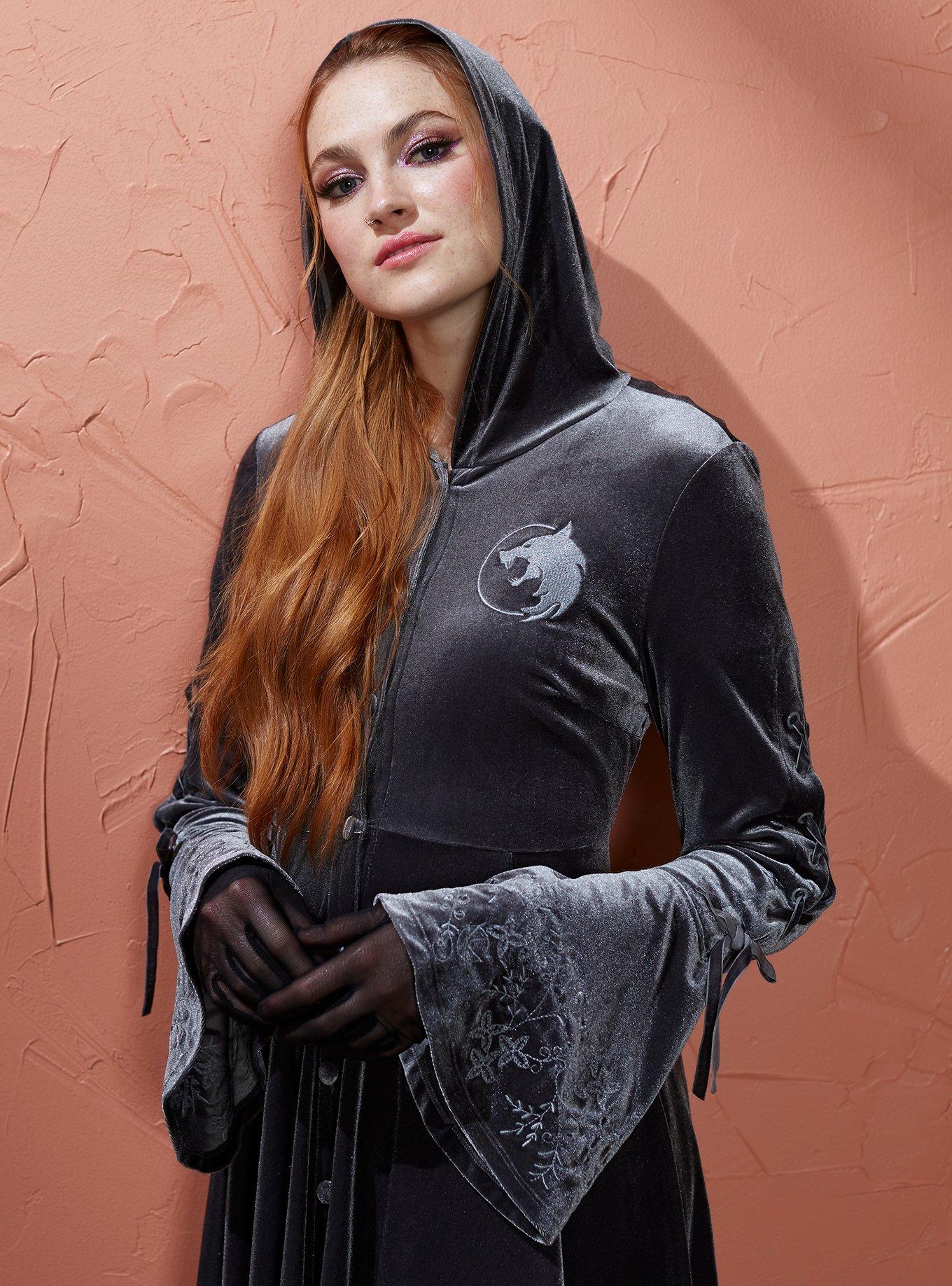 Her Universe The Witcher Velvet Hooded Cardigan, DARK GREY, alternate