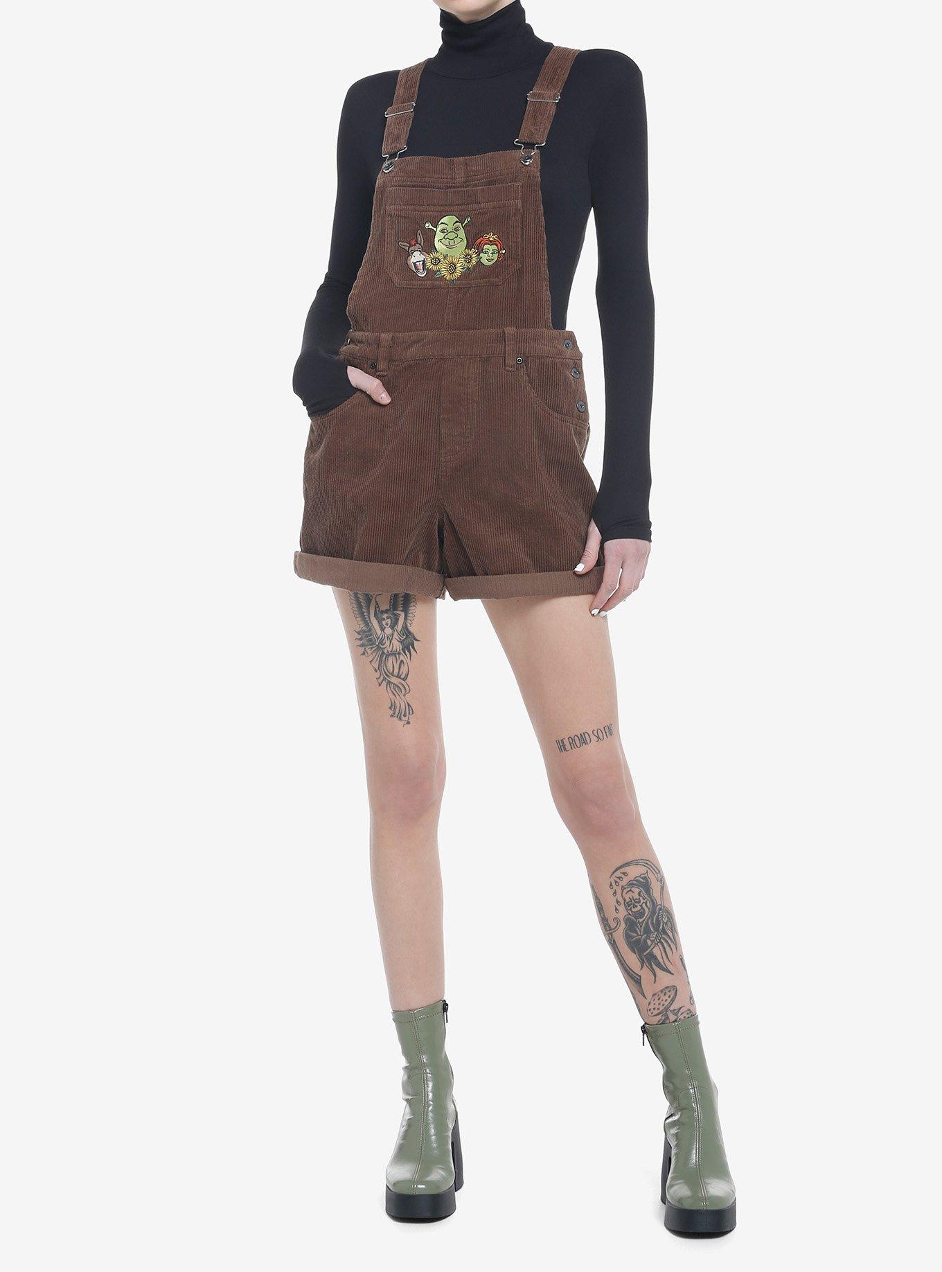 Shrek Embroidered Corduroy Shortalls, BROWN, alternate