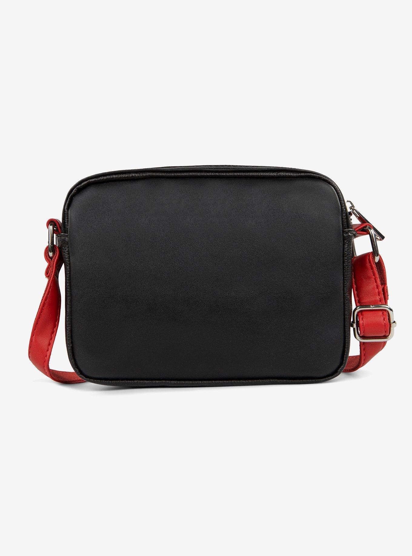 Bugatti Rolling Stones Vegan Leather Crossbody Bag Black with Red Strap, , alternate