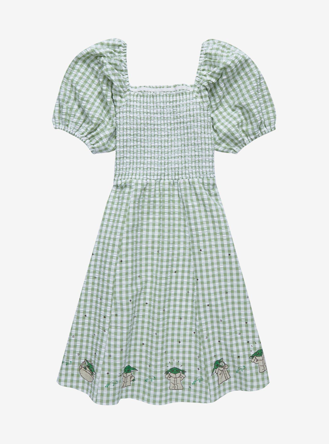 Star Wars The Mandalorian Grogu Gingham Smock Dress - BoxLunch Exclusive