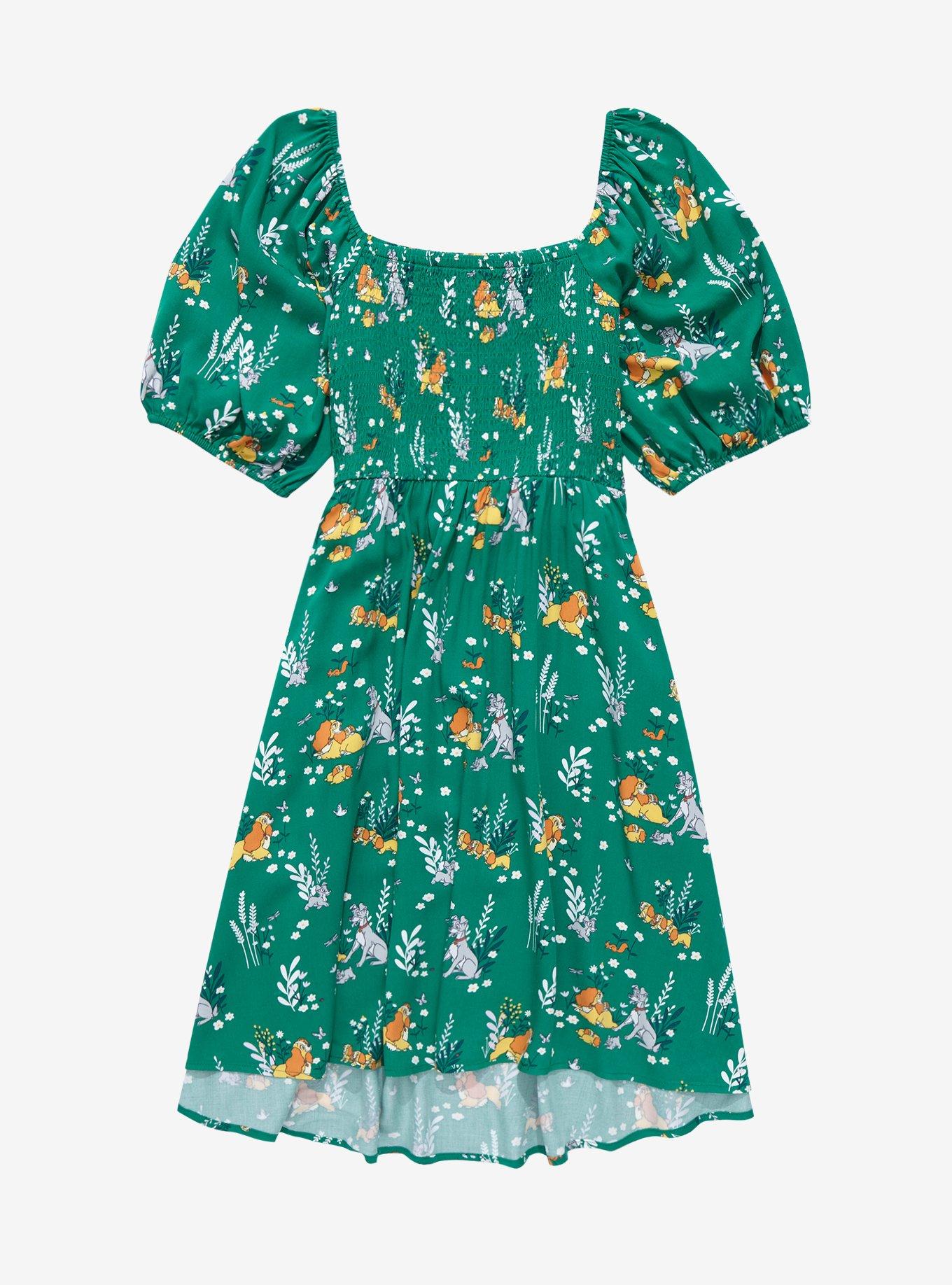 Disney Lady and the Tramp Floral Allover Print Smock Dress - BoxLunch Exclusive, , hi-res