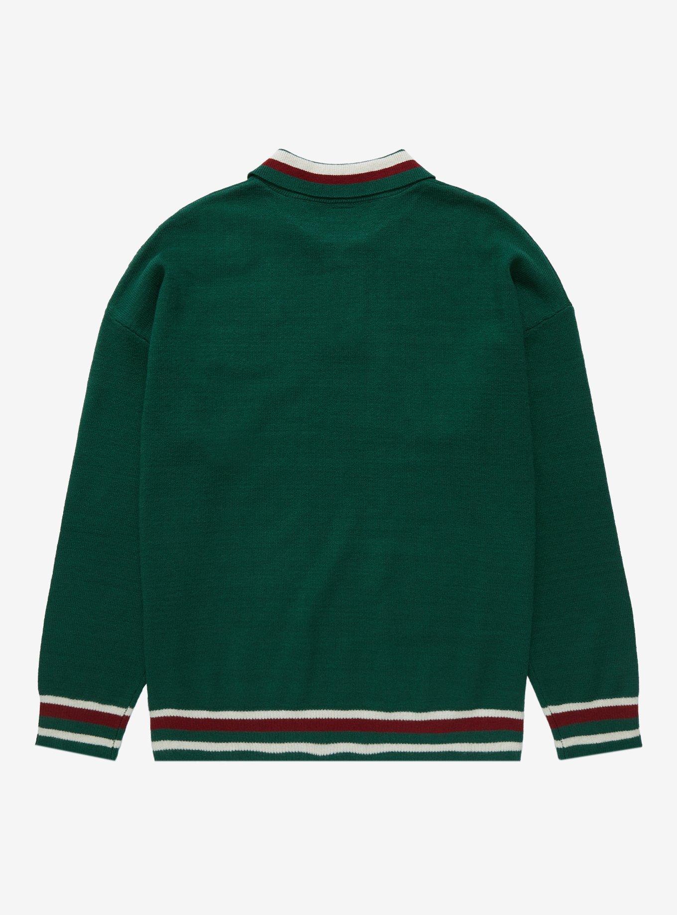 Disney Peter Pan Letterman Collared Sweater - BoxLunch Exclusive , DARK GREEN, alternate