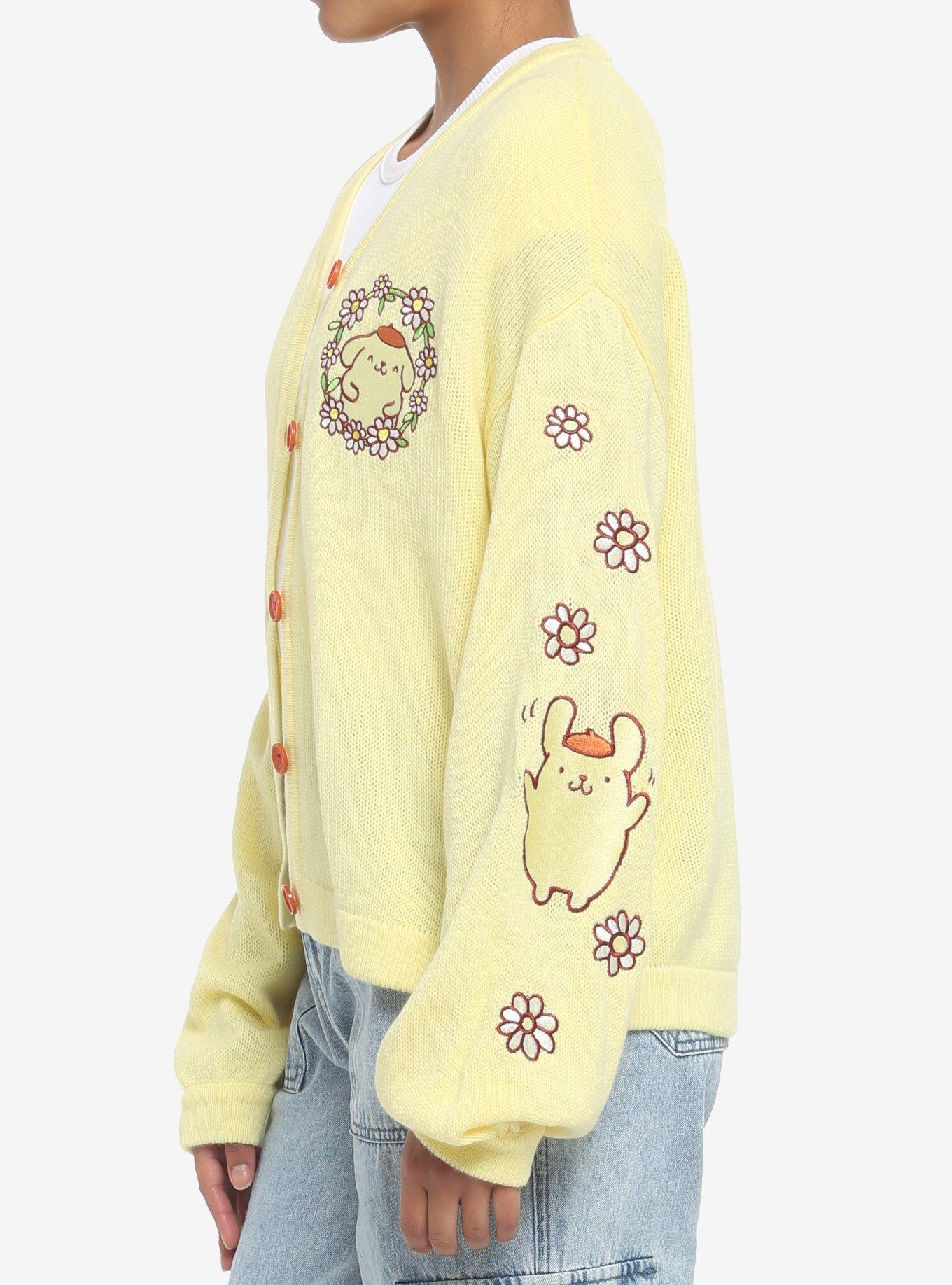 Pompompurin Flower Embroidered Girls Cardigan, MULTI, alternate