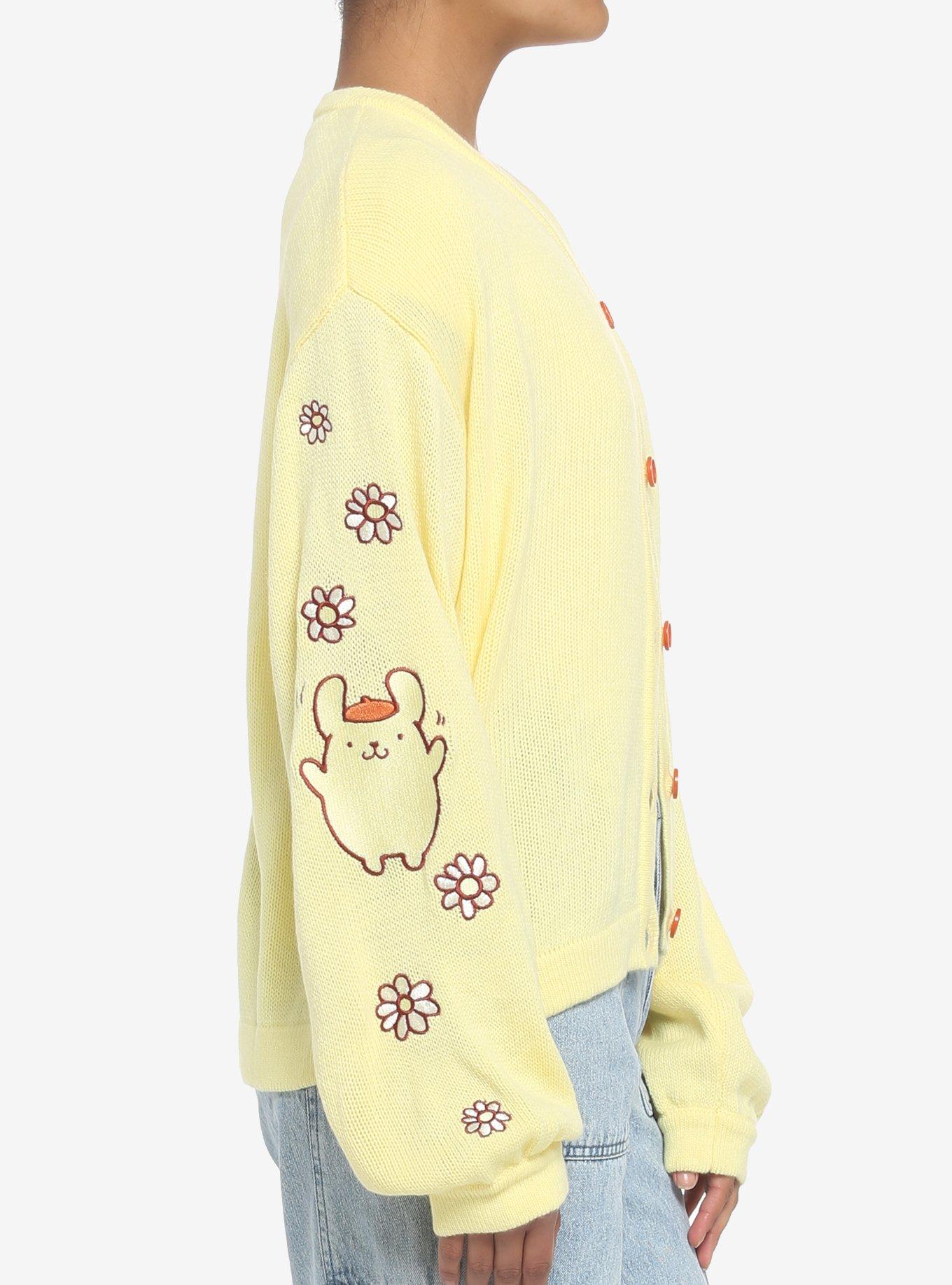 Pompompurin Flower Embroidered Girls Cardigan, MULTI, alternate