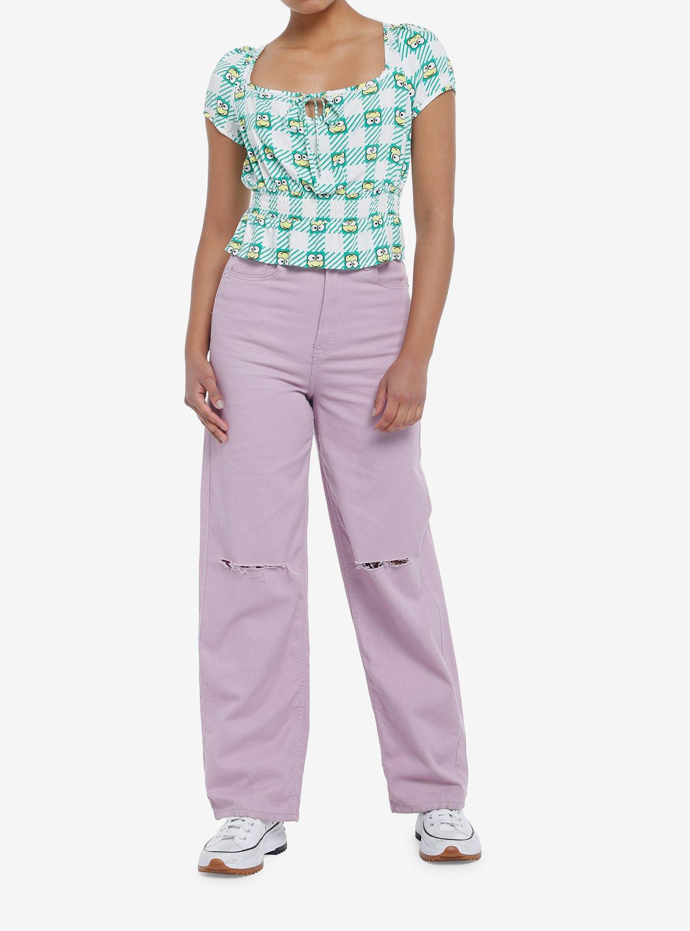 Keroppi Gingham Peplum Girls Woven Top, , hi-res