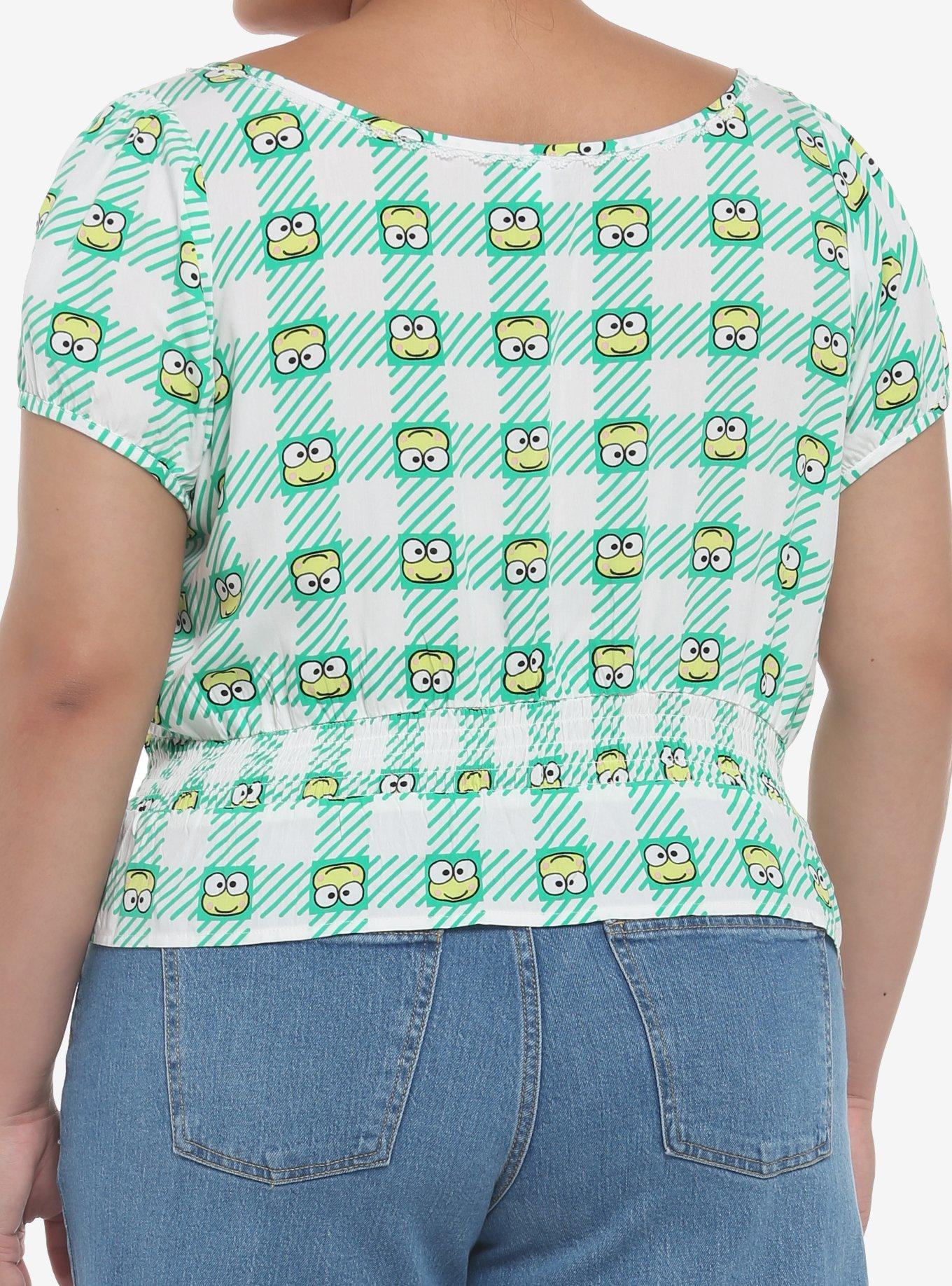 Keroppi Gingham Peplum Girls Woven Top Plus Size, MULTI, alternate