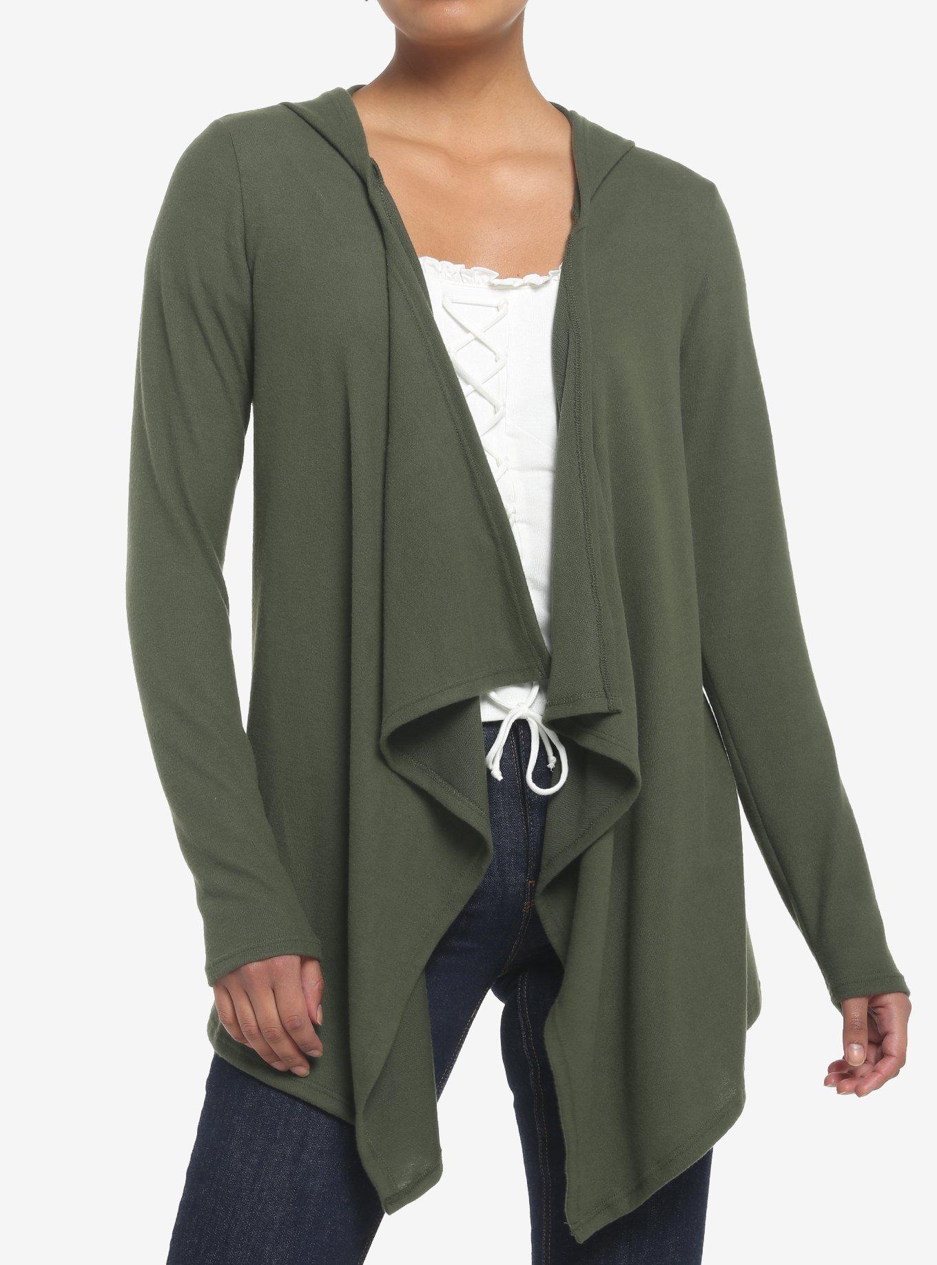 Sage Green Fairy Wing Girls Hooded Cardigan, OLIVE, alternate