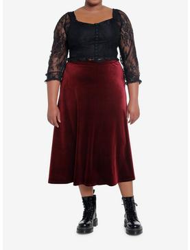 Black Lace Corset Girls Long-Sleeve Top Plus Size, , hi-res