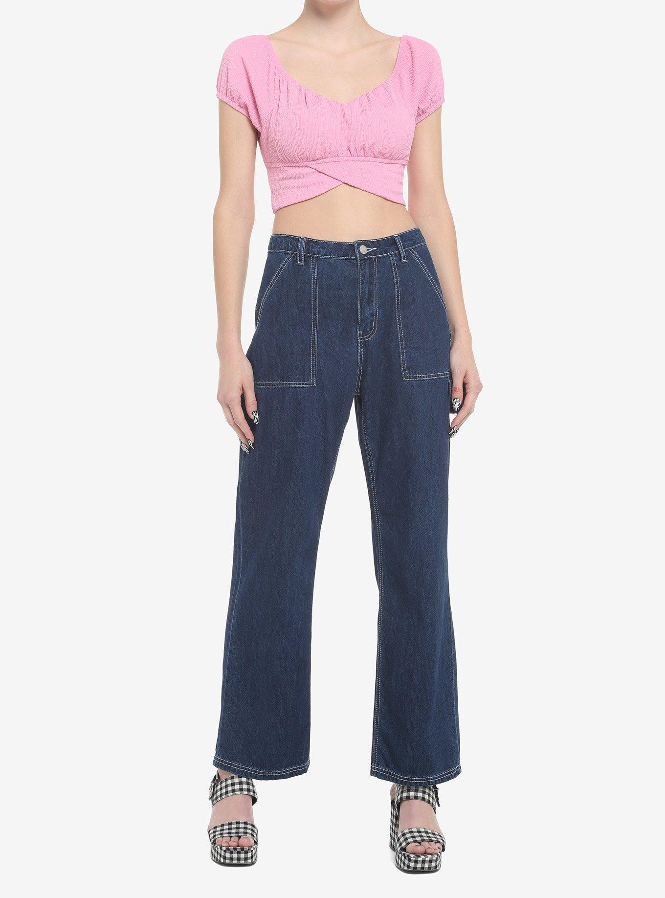 Pink Back Tie Crop Girls Top, PINK, alternate - view 2