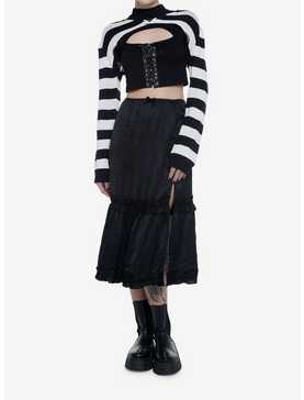 Black & White Stripe Girls Crop Shrug, , hi-res