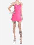 Hot Pink Cowlneck Mini Dress, PINK, alternate
