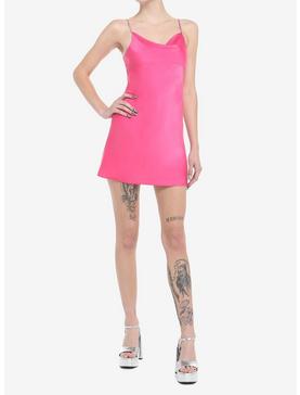 Hot Pink Cowlneck Mini Dress, , hi-res