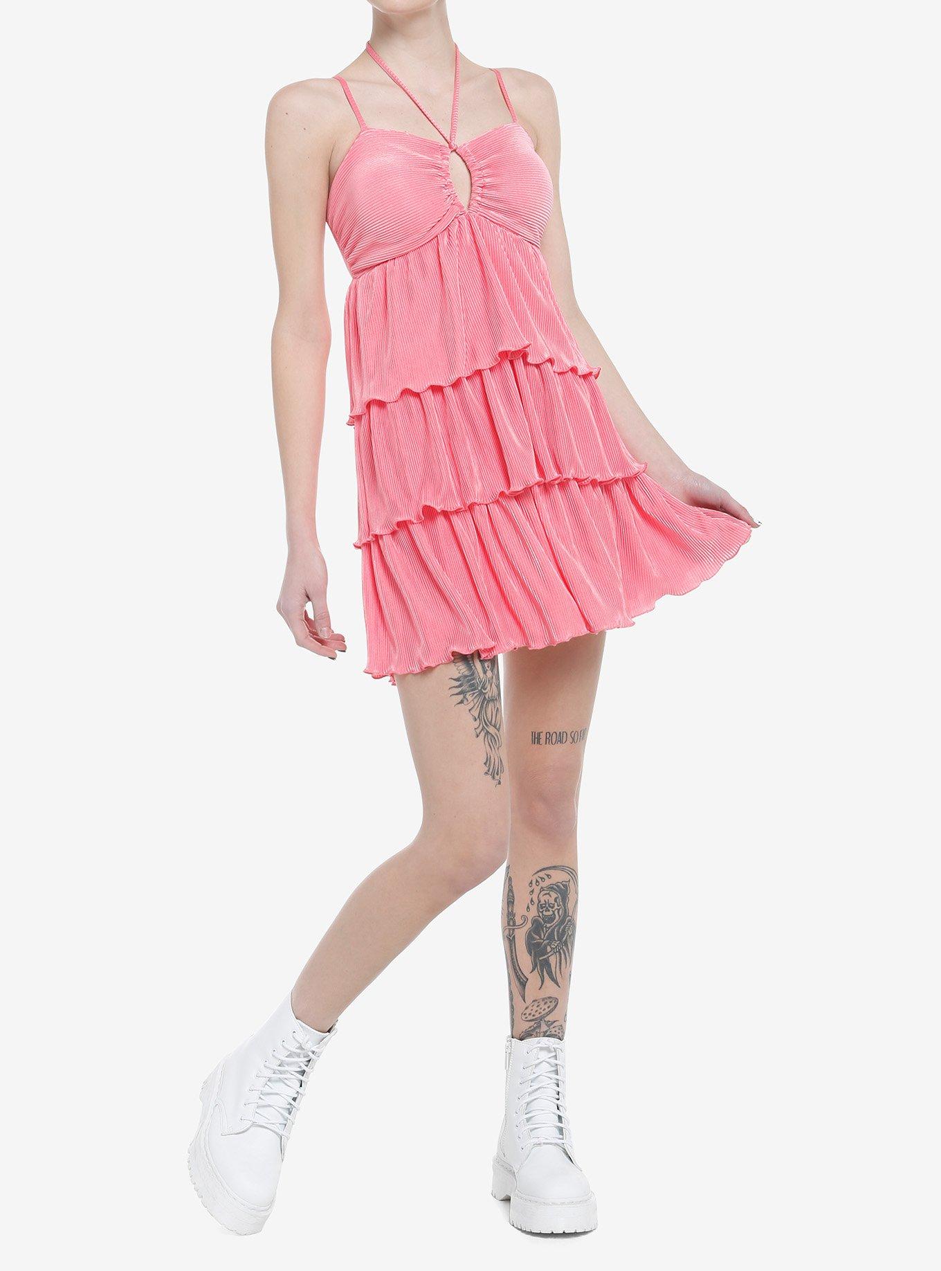 Bubblegum Pink Tiered Dress, , hi-res