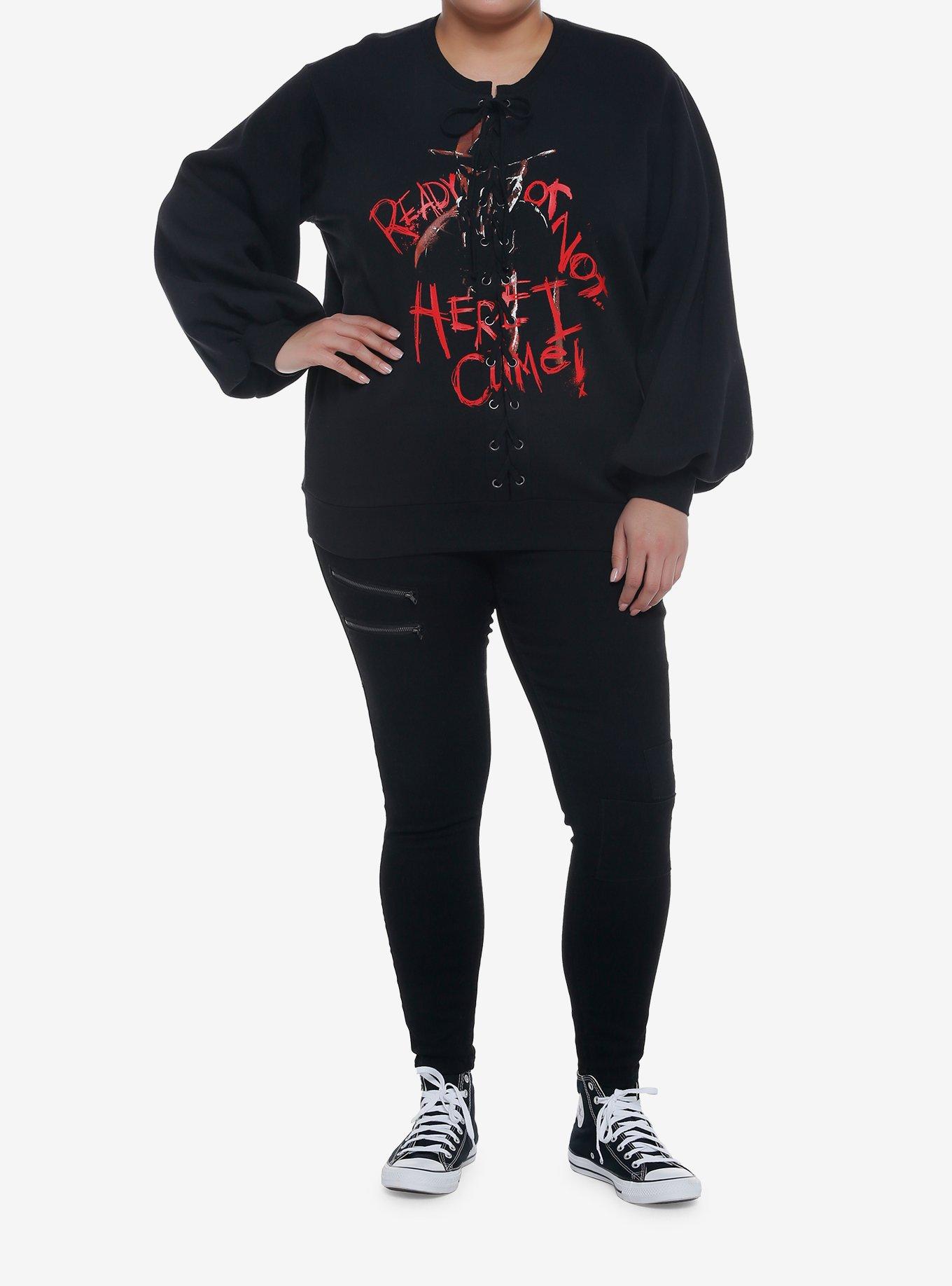 A Nightmare On Elm Street Lace-Up Girls Sweatshirt Plus Size, , hi-res