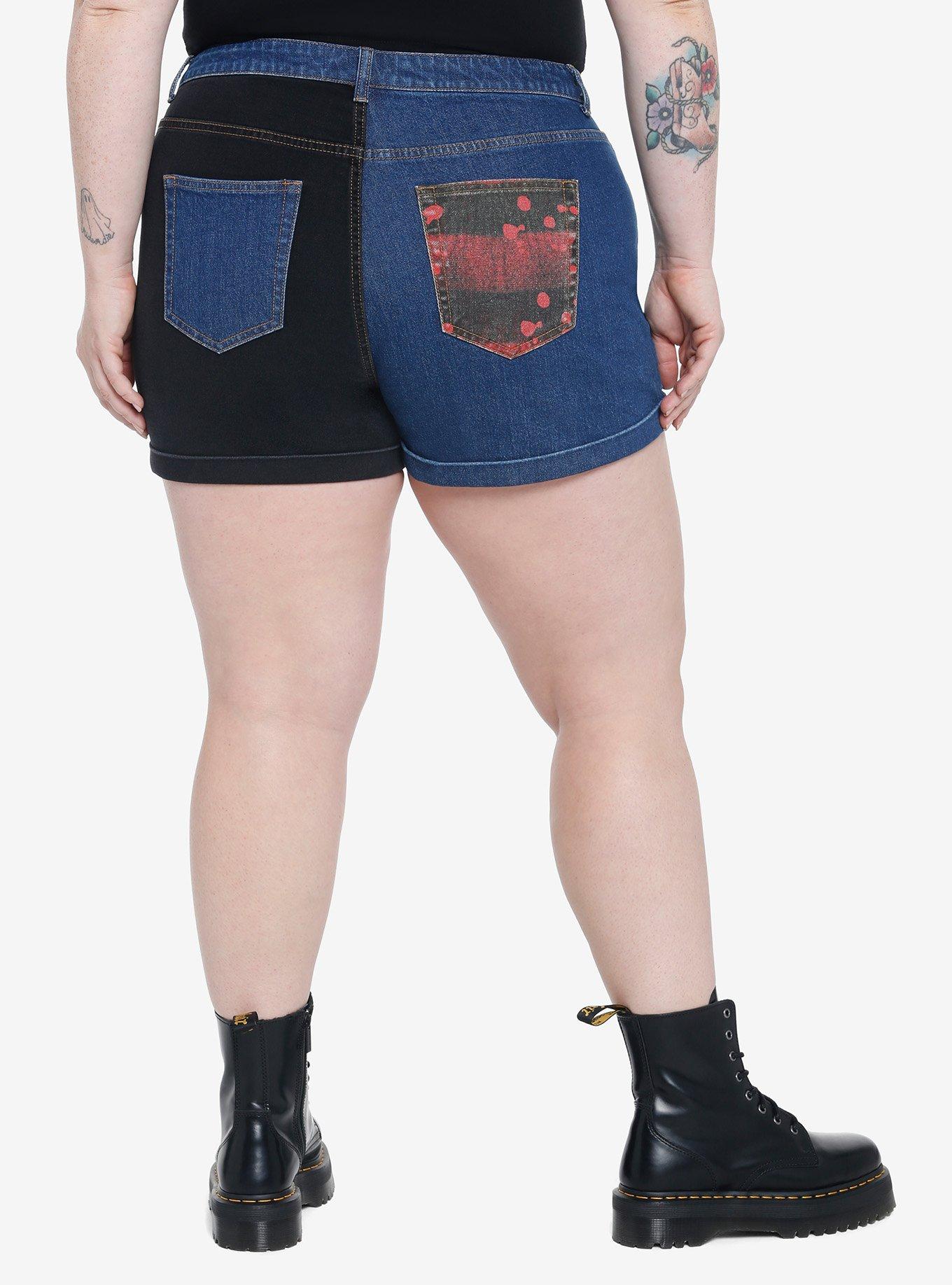 A Nightmare On Elm Street Freddy Patches Mom Shorts Plus Size, , hi-res