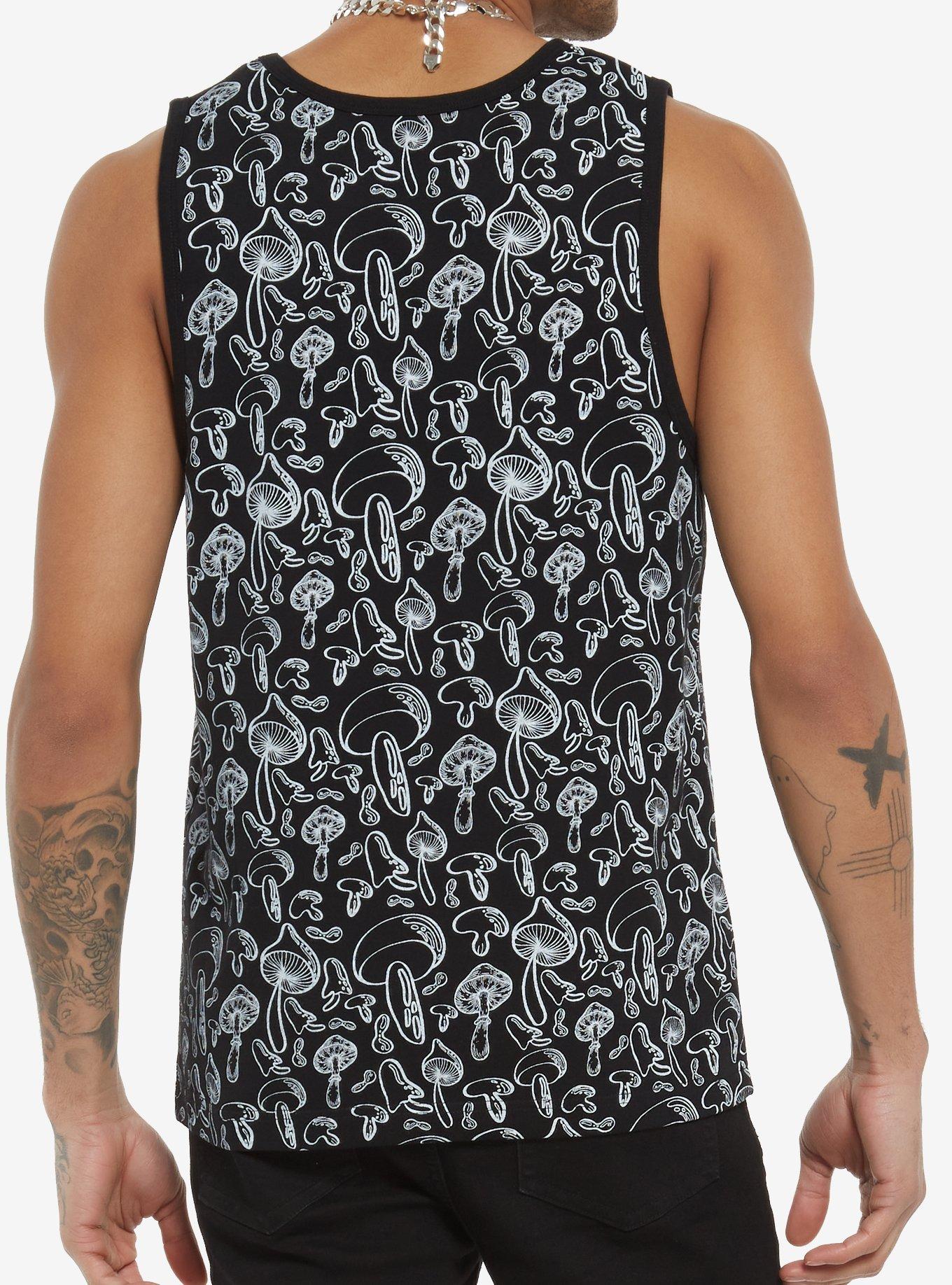 Black & White Mushroom Tank Top, BLACK, alternate