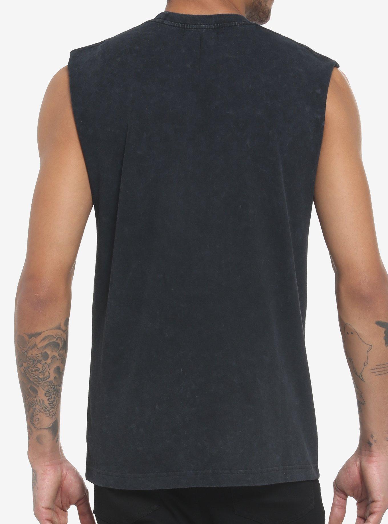 Rib Cage Muscle Tank Top, BLACK, alternate