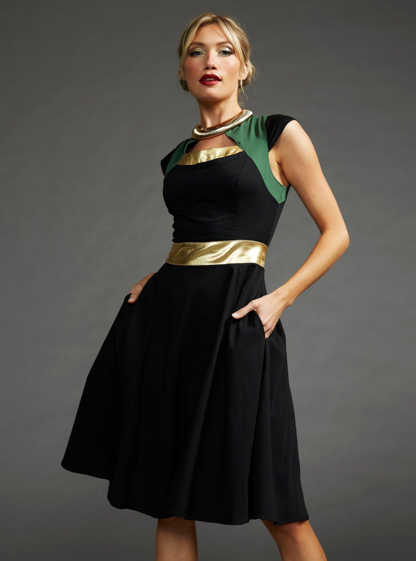 Her Universe Marvel Loki Sylvie Retro Dress Her Universe Exclusive, BLACK  GREEN, alternate
