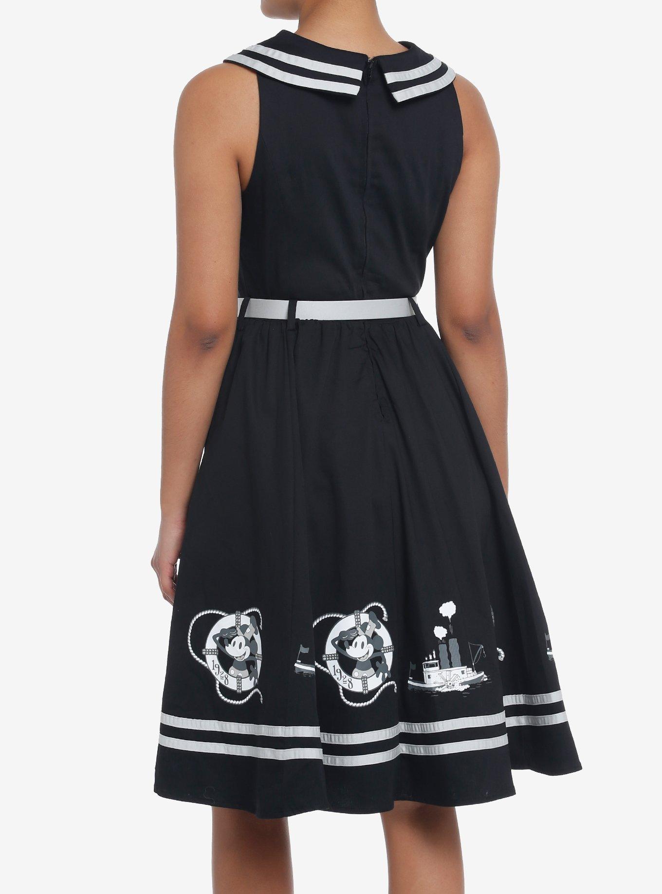 Her Universe Disney Steamboat Willie Sailor Dress Her Universe Exclusive, BLACK  WHITE, alternate
