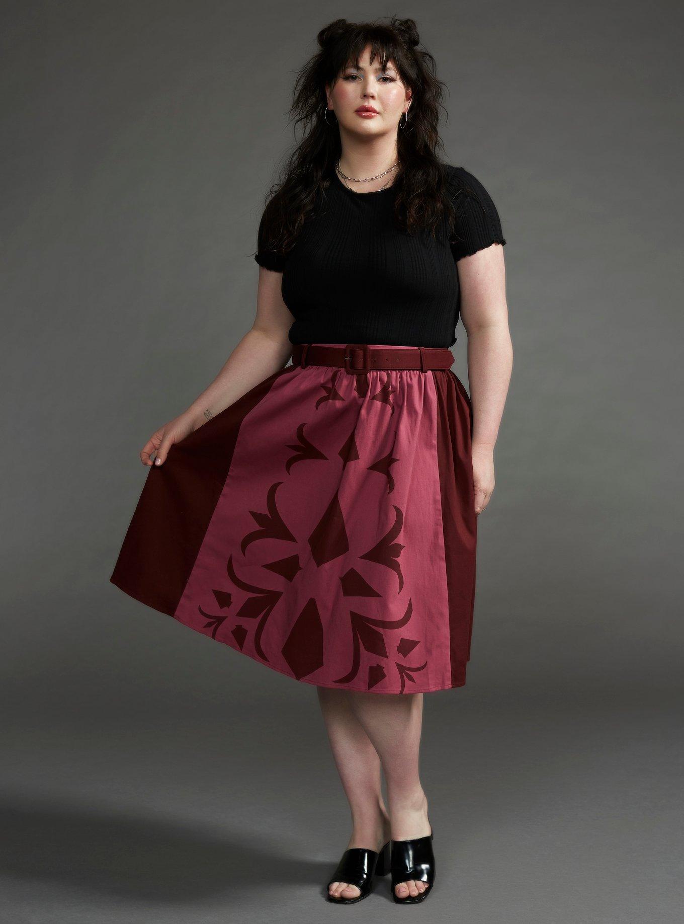 Her Universe Star Wars Ahsoka Retro Skirt Plus Size Her Universe Exclusive, BURGUNDY, alternate