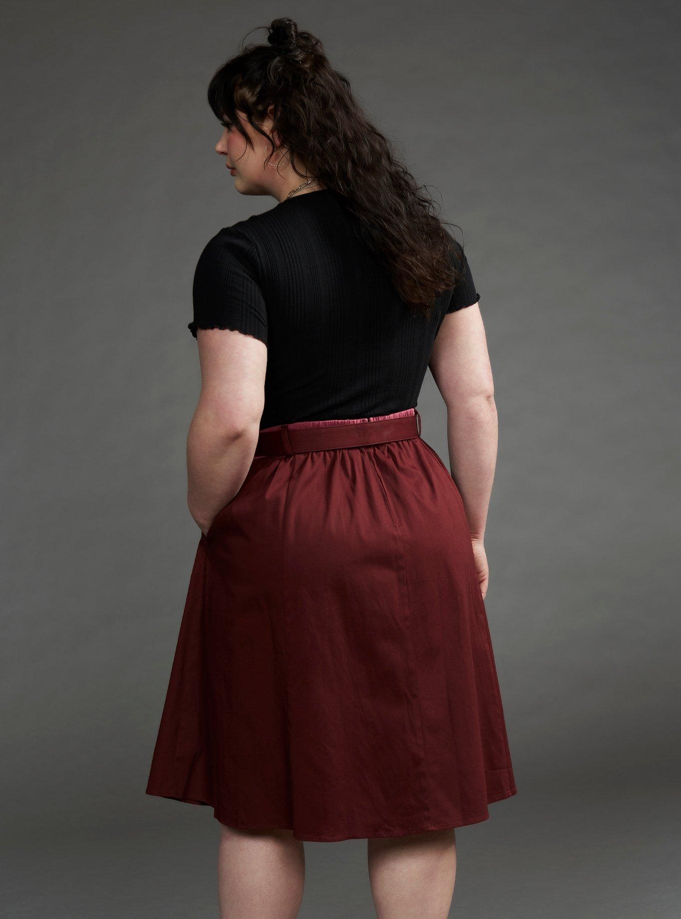 Her Universe Star Wars Ahsoka Retro Skirt Plus Size Her Universe Exclusive, BURGUNDY, alternate