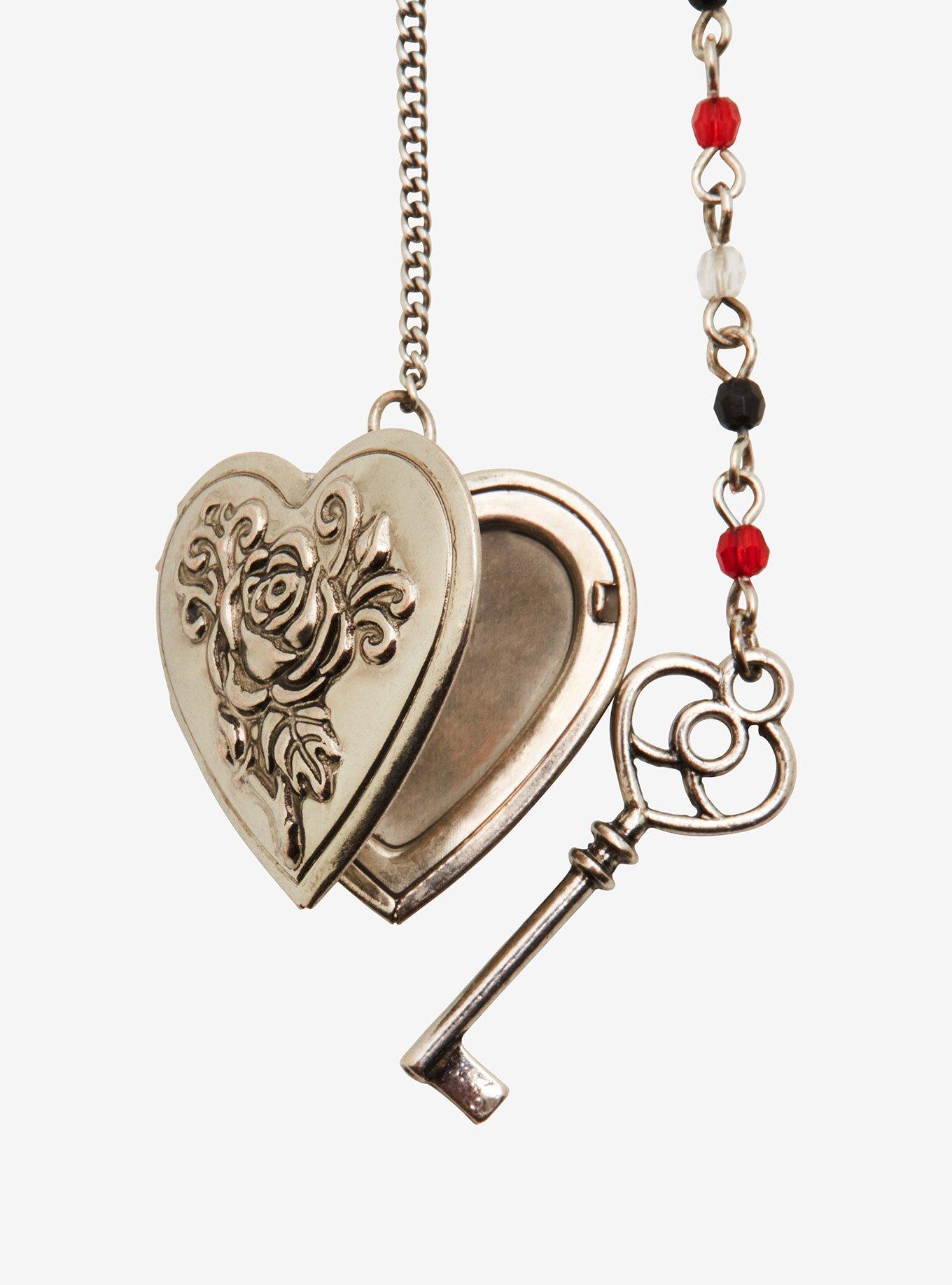 Key Heart Locket Layered Necklace, , alternate