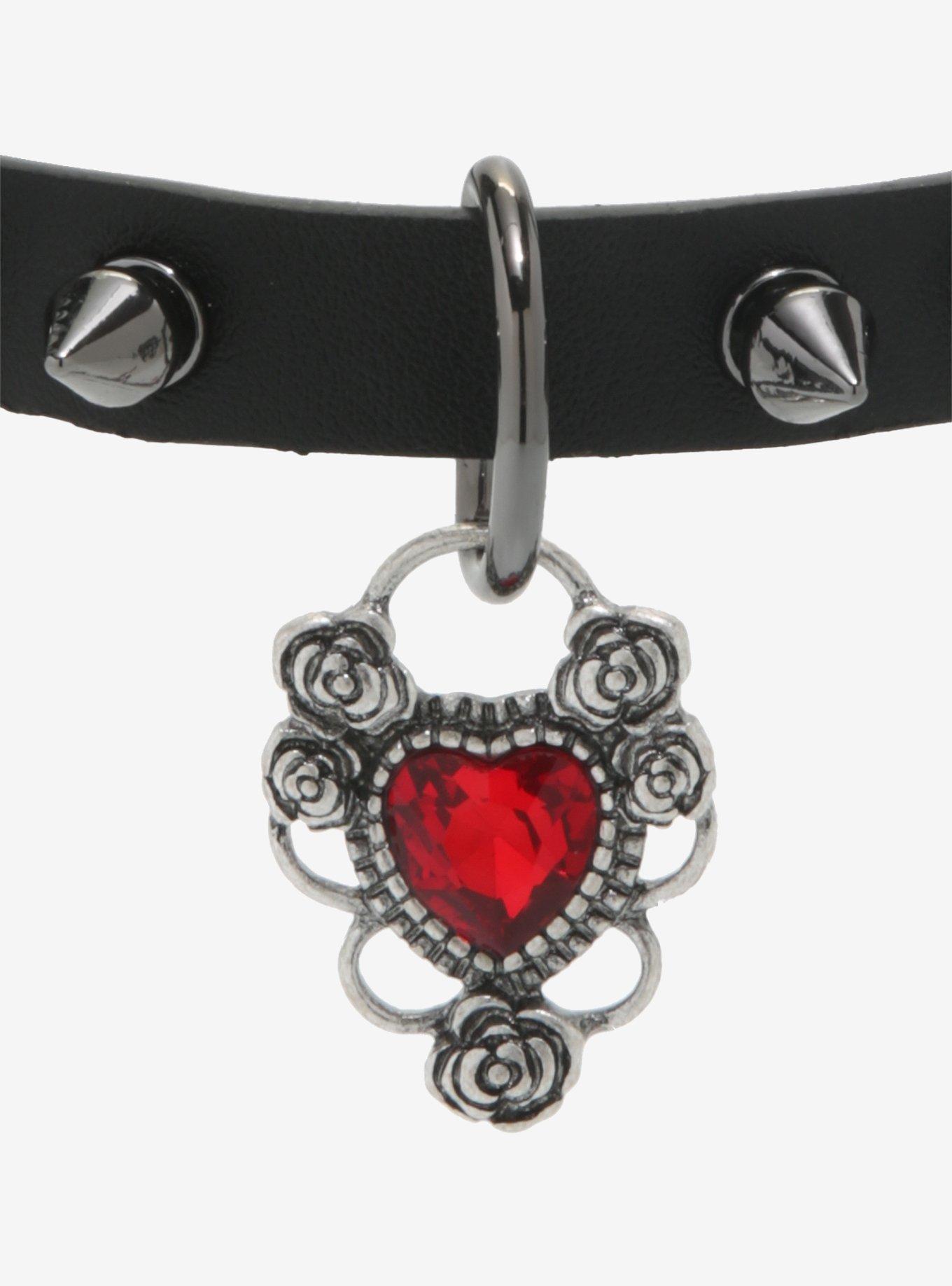 Red Heart Spike Choker, , alternate