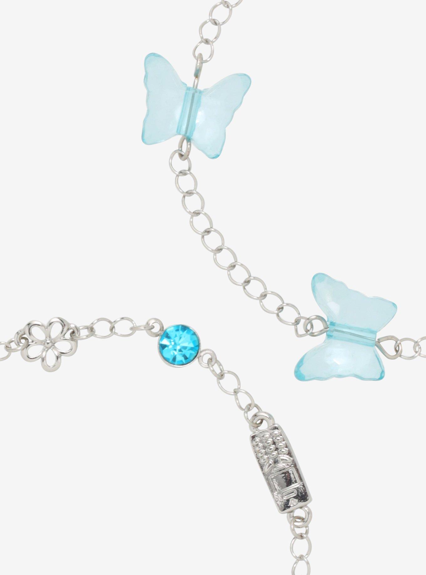 Blue Y2K Butterfly Charm Bracelet Set, , alternate