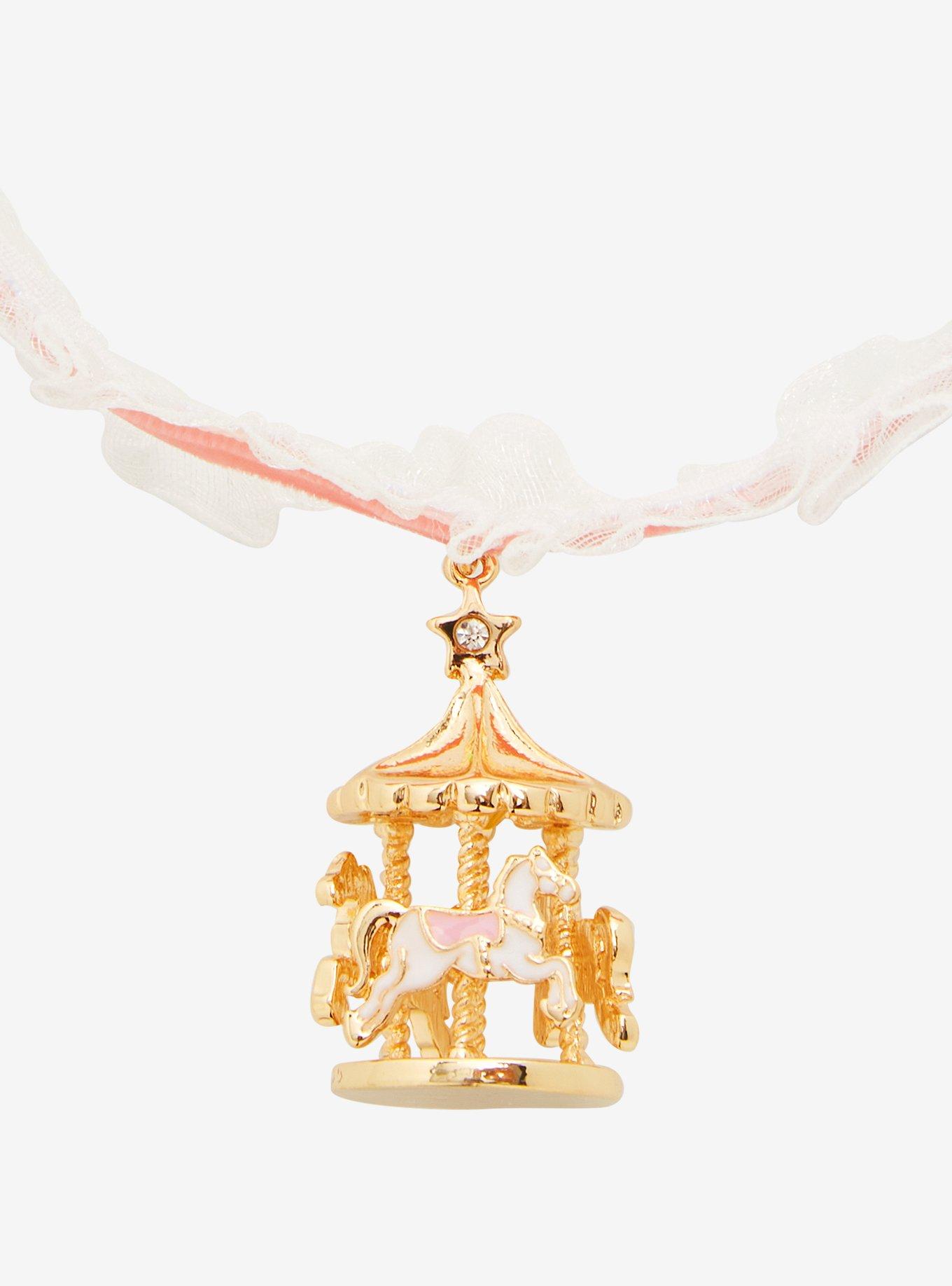 Pink Ruffle Carousel Choker, , alternate