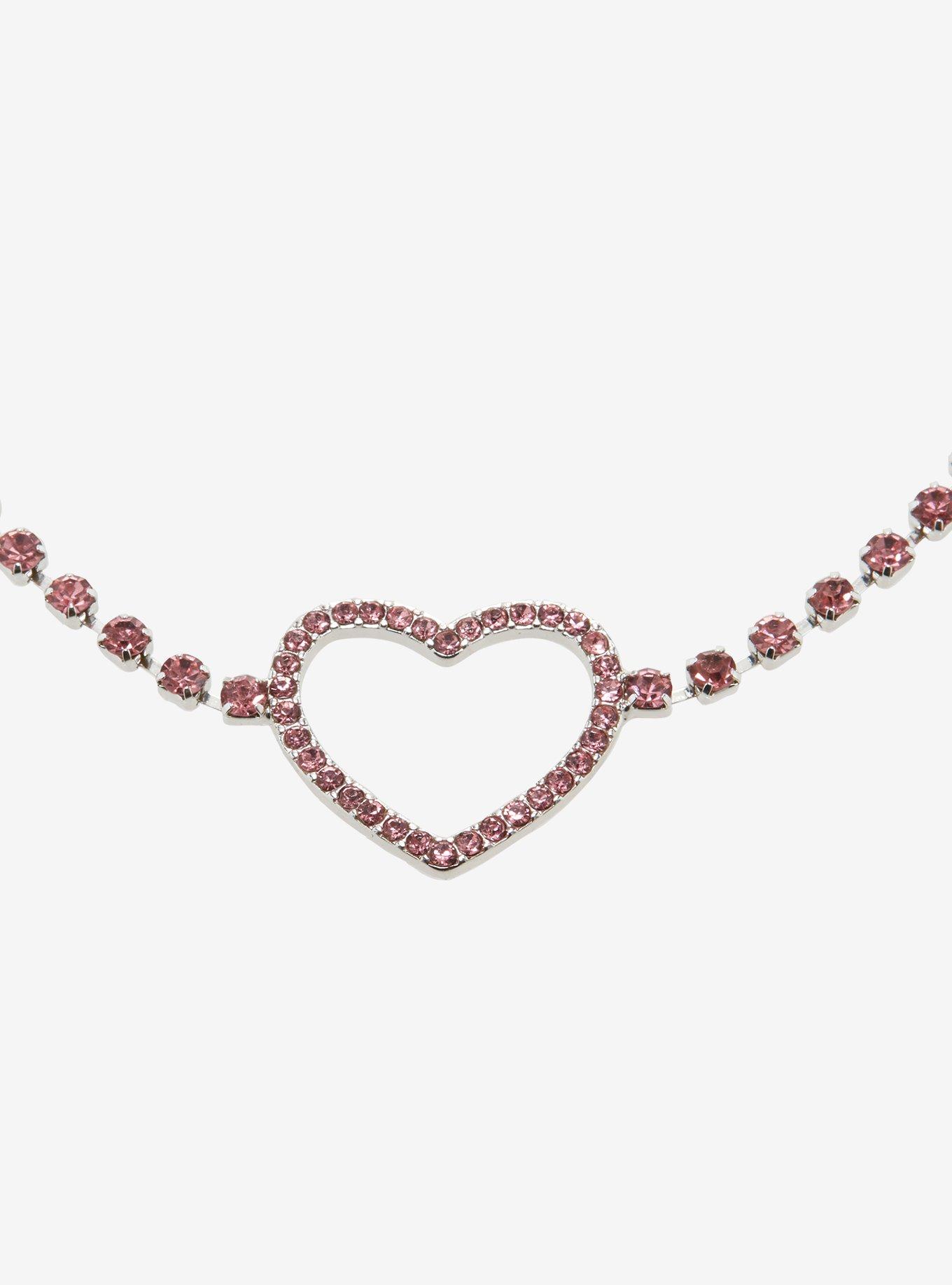 Pink Bling Heart Choker, , alternate