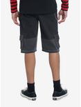 Black & Grey Contrast Denim Shorts, BLACK, alternate