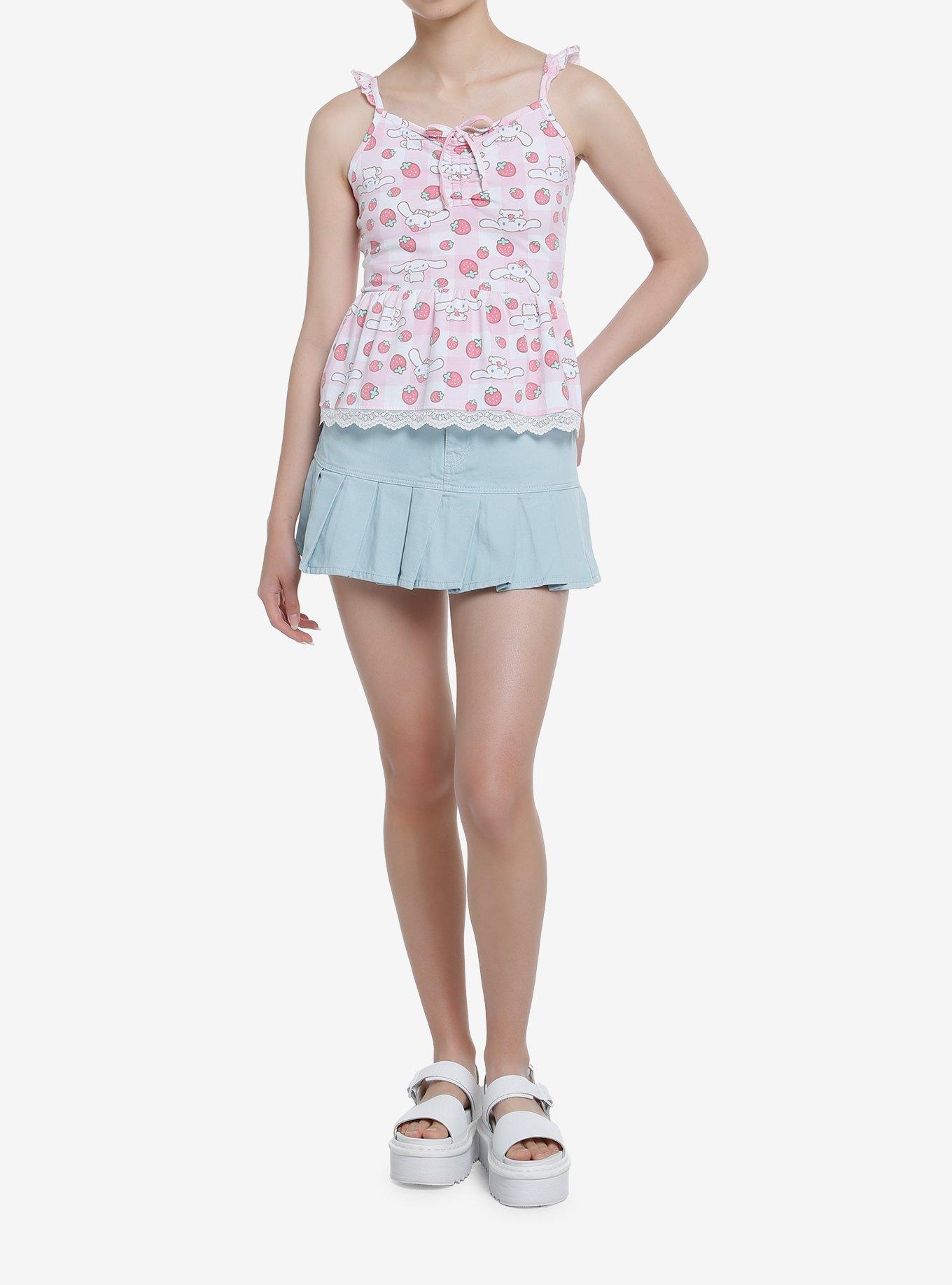 Cinnamoroll Strawberry Gingham Peplum Girls Cami, MULTI, alternate