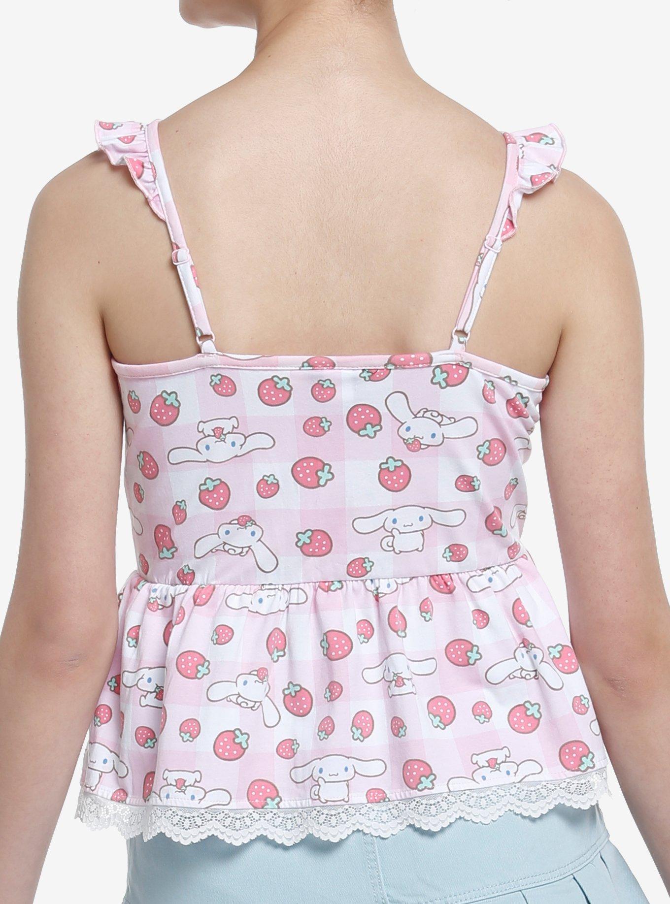 Cinnamoroll Strawberry Gingham Peplum Girls Cami, MULTI, alternate