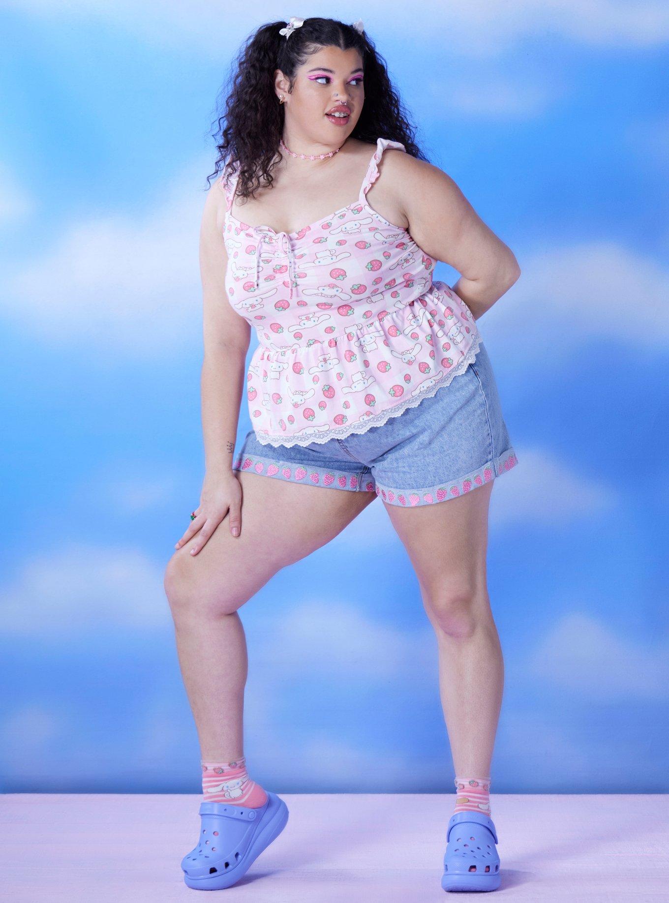 Cinnamoroll Strawberry Gingham Peplum Girls Cami Plus Size, MULTI, alternate