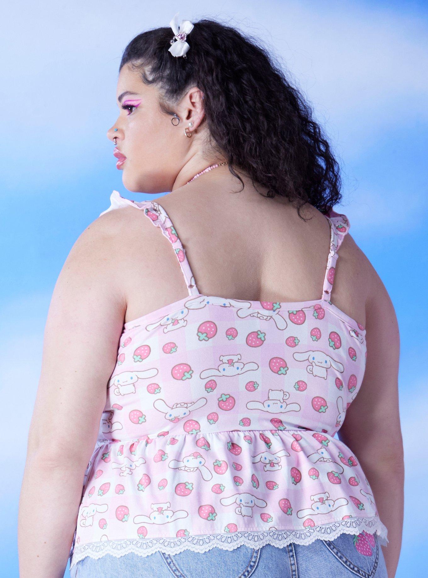 Cinnamoroll Strawberry Gingham Peplum Girls Cami Plus Size, MULTI, alternate