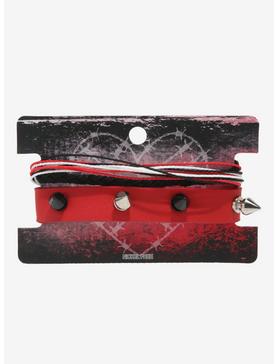 Red & Black Spike Cord Bracelet Set, , hi-res