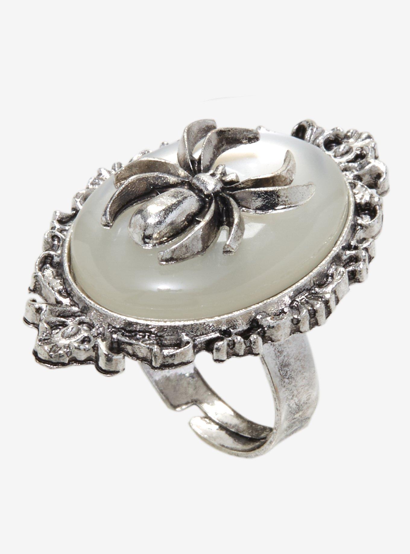 Spider Opalescent Gem Cameo Ring, , alternate