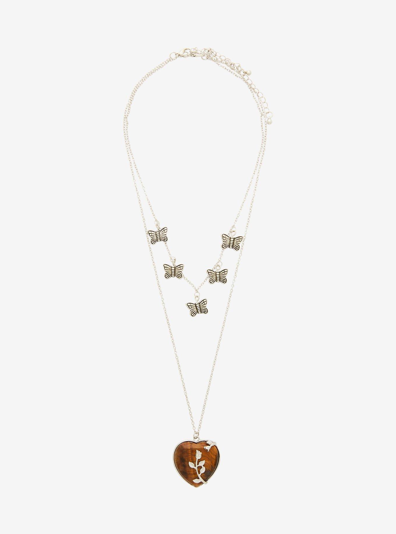 Heart Butterfly Necklace Set, , alternate