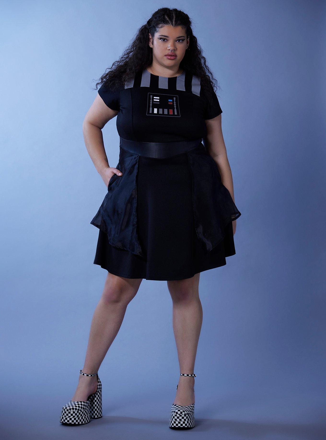 Her Universe Star Wars Darth Vader Retro Dress Plus Size, BLACK, alternate